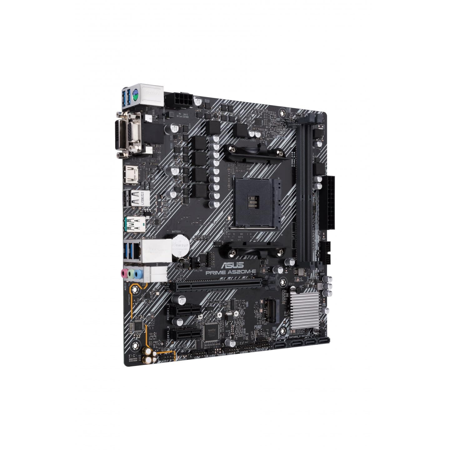 ASUS Prime A520M-E/CSM Motherboard AMD Ryzen A520 AM4, Micro ATX, DDR4 Dual Channel, Unterstützung M.2, 4 SATA 6 Gb/s, Ethernet Realtek 1 GB, HDMI, DVI, D-Sub, PCIe 3.0, USB 3.2, Windows 10, schwarz Bild 3