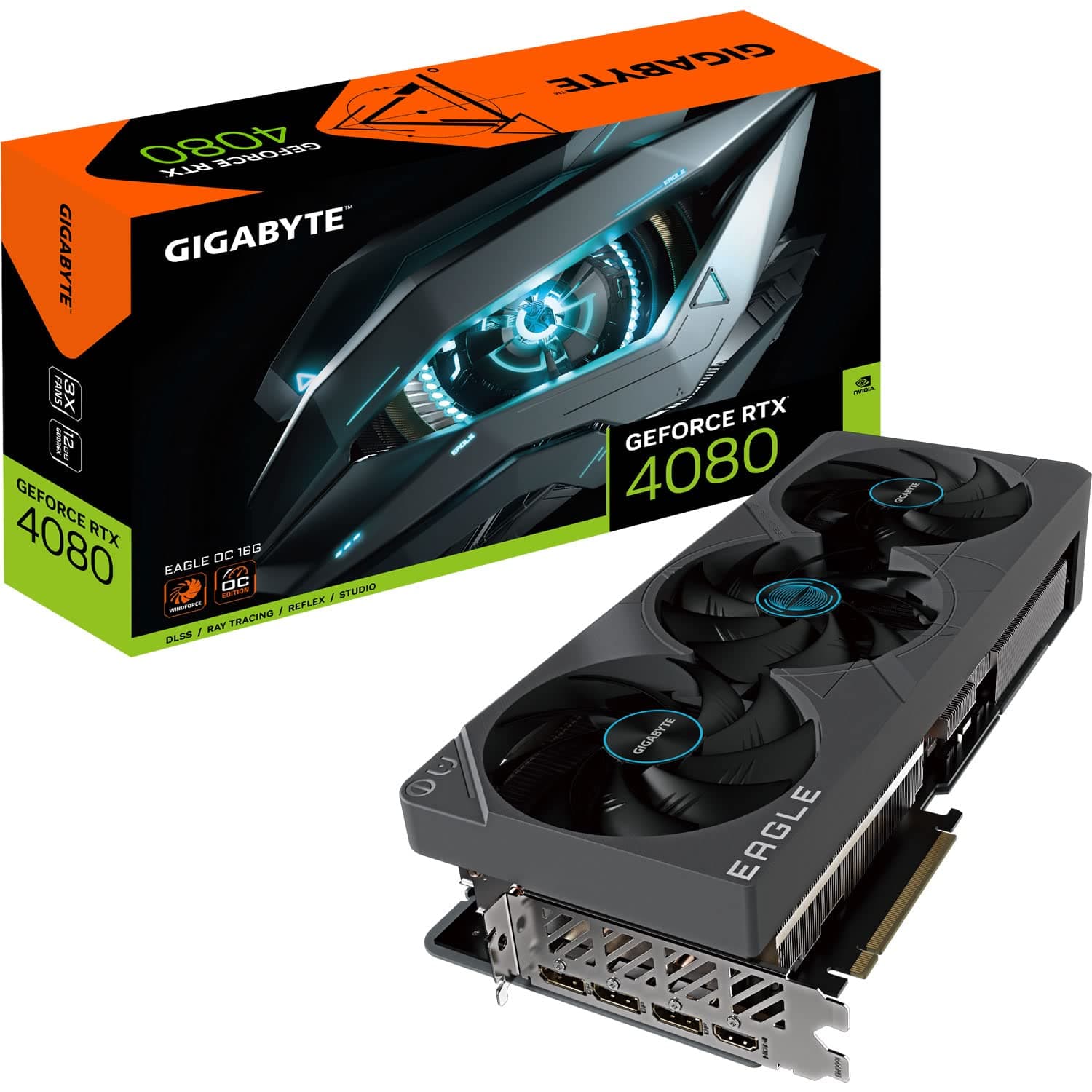 GIGABYTE GeForce RTX 4080 EAGLE OC 16GB Graphics Card - 16GB DDR6X, 192bit, PCI-E 4.0, Core 2520Mhz, RGB, DP 1.4, HDMI 2.1a, NVIDIA DLSS 3, GV-N4080EAGLE OC-16GD Bild 3