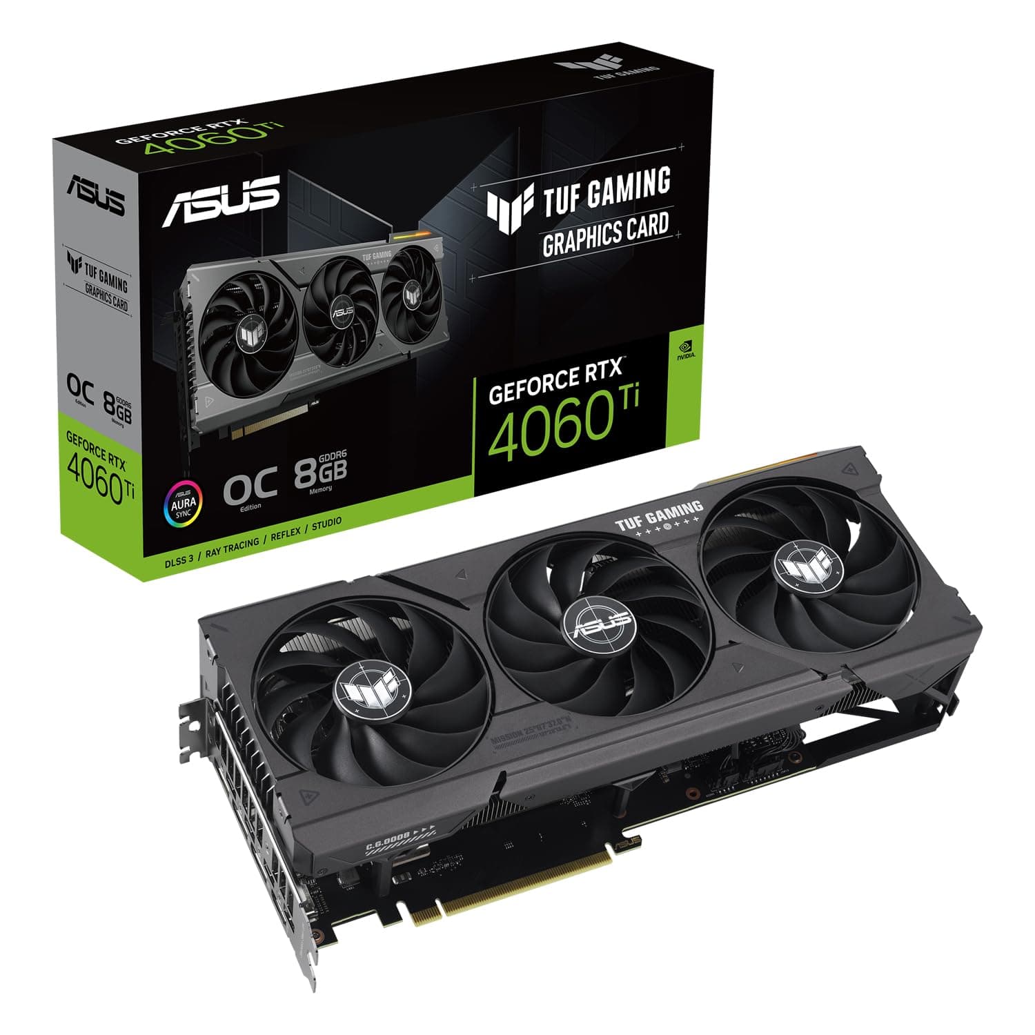 ASUS TUF Gaming GeForce RTX 4060 Ti 8GB GDDR6 OC Edition Gaming Grafikkarte (Nvidia Geforce RTX4060Ti DLSS 3, PCIe 4.0, 1x HDMI 2.1, 3X DisplayPort 1.4a, TUF-RTX4060TI-O8G-GAMING) Bild 2