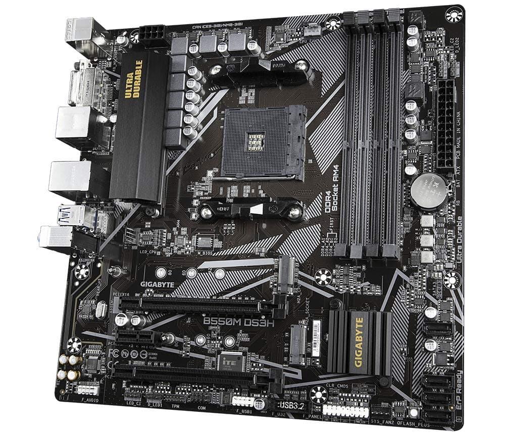 GIGABYTE B550M DS3H Mainboard – AMD Ryzen 5000 CPUs, 5+3 Phasen VRM, bis zu 4733 MHz DDR4, 1xPCIe 4.0 + 1xPCIe 3.0 M.2, 1GbE LAN, USB 3.2 Gen 1 Bild 7