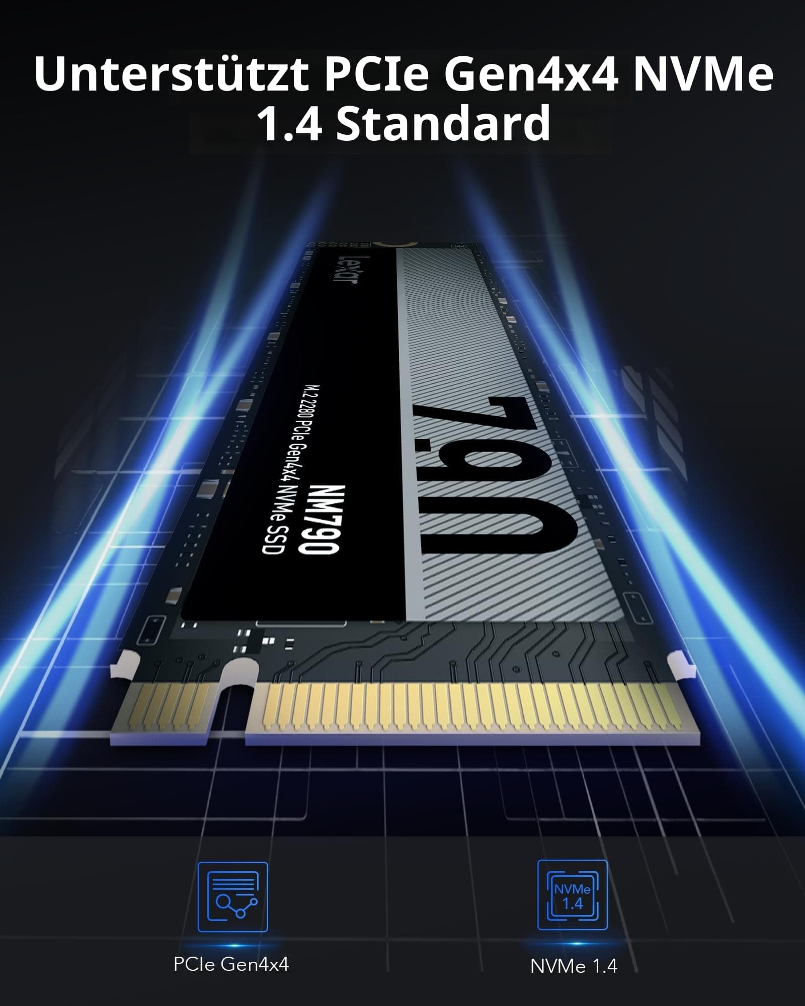 Lexar NM790 2TB SSD, PCIe Gen4x4 NVMe 1.4 M.2 2280 SSD, Bis zu 7 400MB/s Lesen, 6 500MB/s Schreiben, Solid-State-Laufwerk für PS5, PC, Laptop und Gamer Bild 5