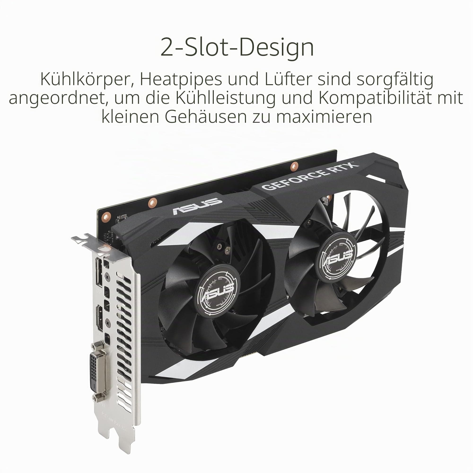 ASUS GeForce RTX 3050 LP BRK OC Edition 6GB GDDR6 (IP5X Staubdicht, Dual Kugellager, Edelstahlhalterung, PCIe 4.0, DLSS 3, HDMI 2.1, DisplayPort 1.4a, DVI-D und mehr) Dual RTX 3050 OC 6GB weiß Bild 5
