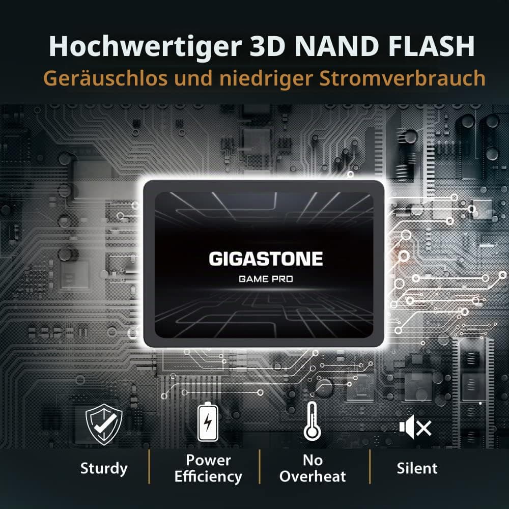 Gigastone SATA SSD 4TB 2,5 Zoll 3D NAND Bis zu 510MB/s interne SSD SATA III SSD Festplatte Kompatibel mit Laptop und PC Desktop Festkörper-Laufwerk 2,5" SLC Cache Performance Bild 5