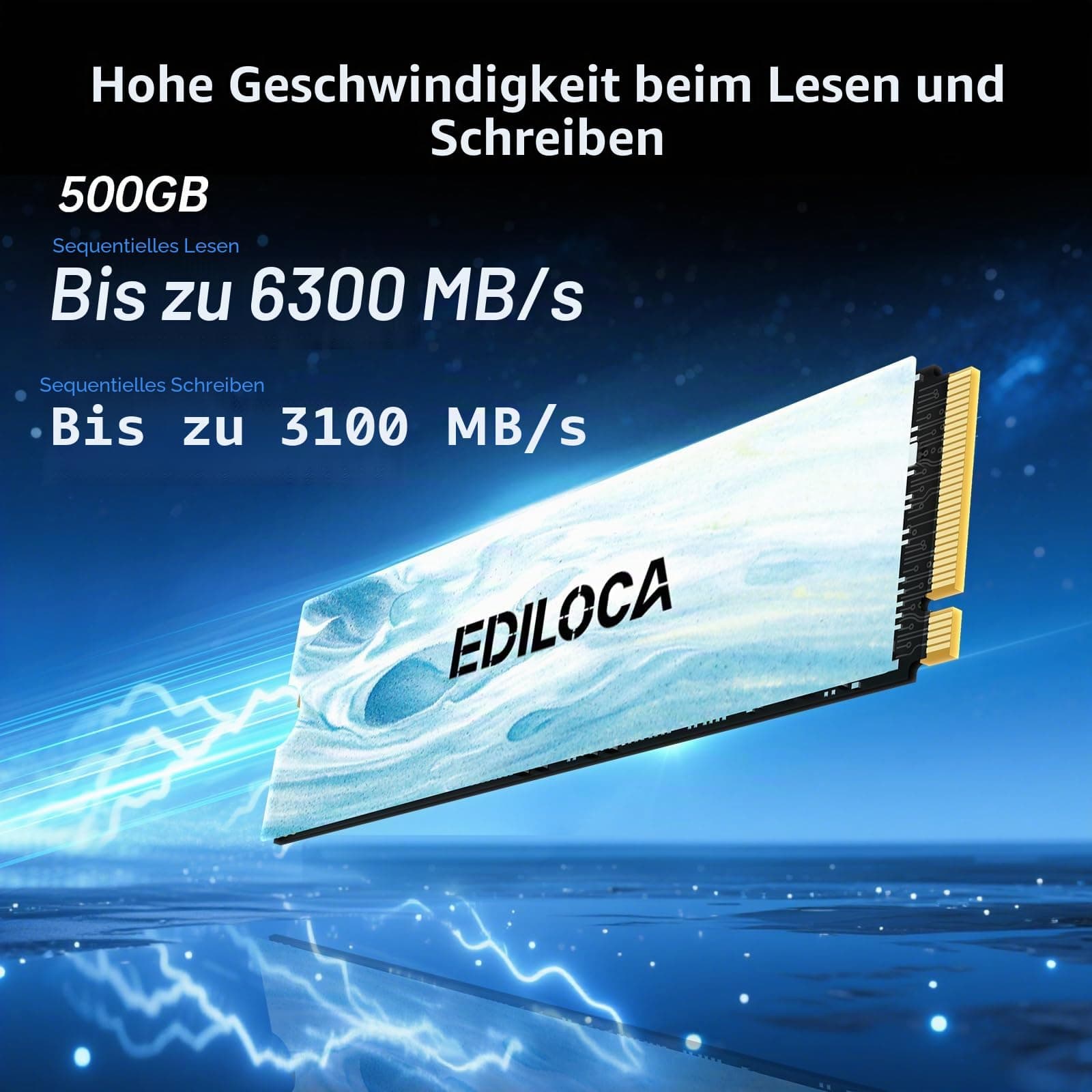 Ediloca EN880E SSD 500GB NVMe SSD M.2 PCIe Gen4, Internal SSD, up to 6300MB/s, Internal Solid State Drive, Dynamic SLC Cache, Compatible with PS5 and PC Bild 3