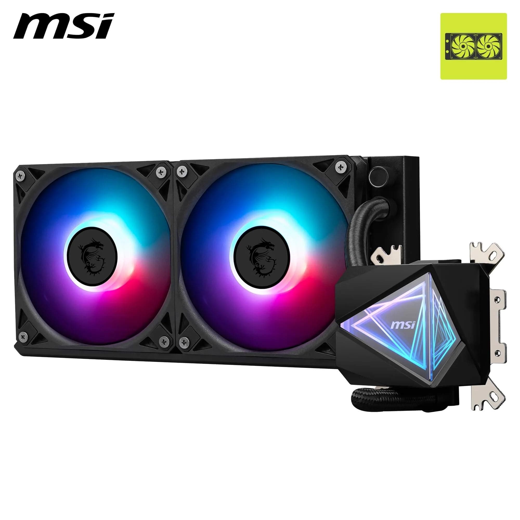 MSI MAG CORELIQUID I240 AIO CPU Wasserkühlung - Vergrößerte Kupferkühlplatte, ARGB & LDB Lüfter, Zweikammer-Wasserblock, Split-Flow Radiator, unterstützt Intel & AMD Sockel Bild 3