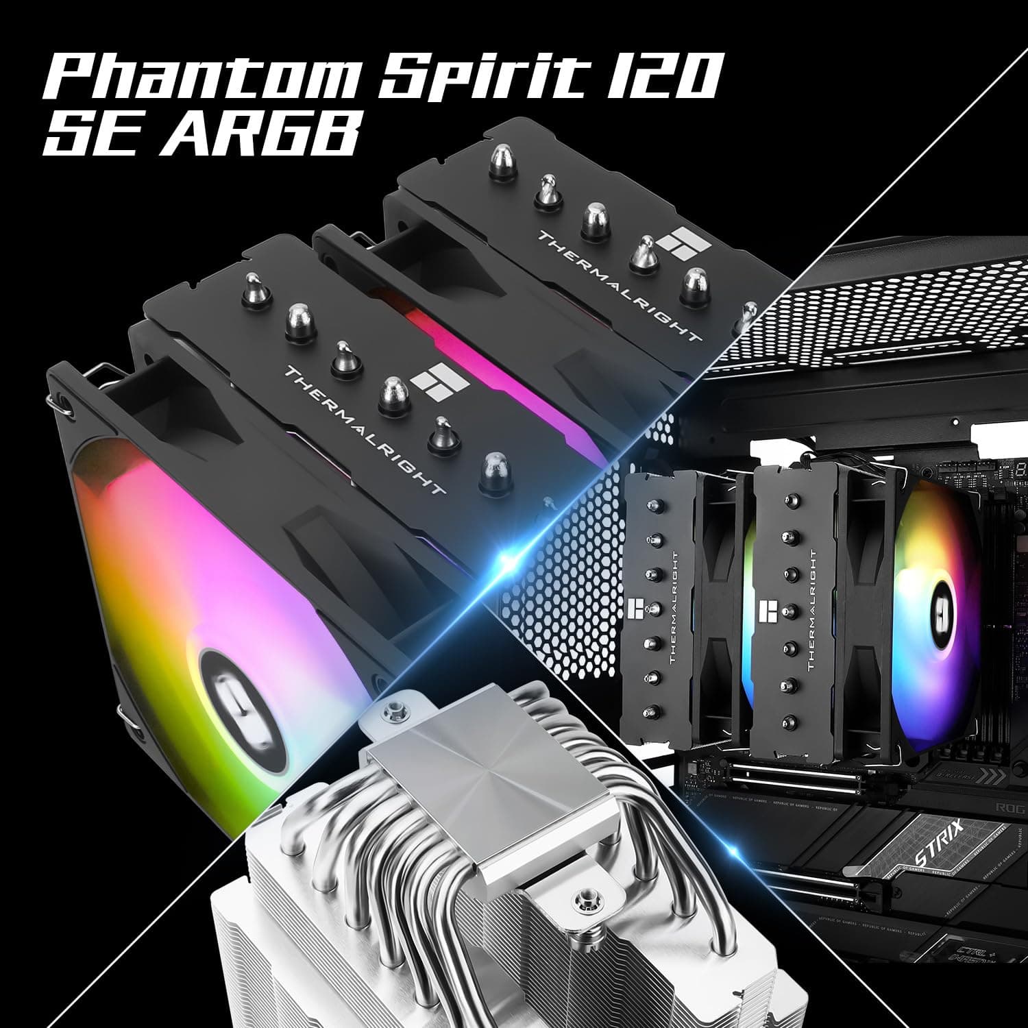 Thermalright Phantom Spirit 120SE ARGB CPU-Luftkühler, 7 Heatpipes CPU-Kühler, Dual 120mm TL-C12B-S V2 PWM-Lüfter, AGHP 4.0 Technologie, für AMD AM4/AM5/Intel lga1851/1700/1150/1151/1200, PC-Kühler PS120 SE ARGB Bild 4