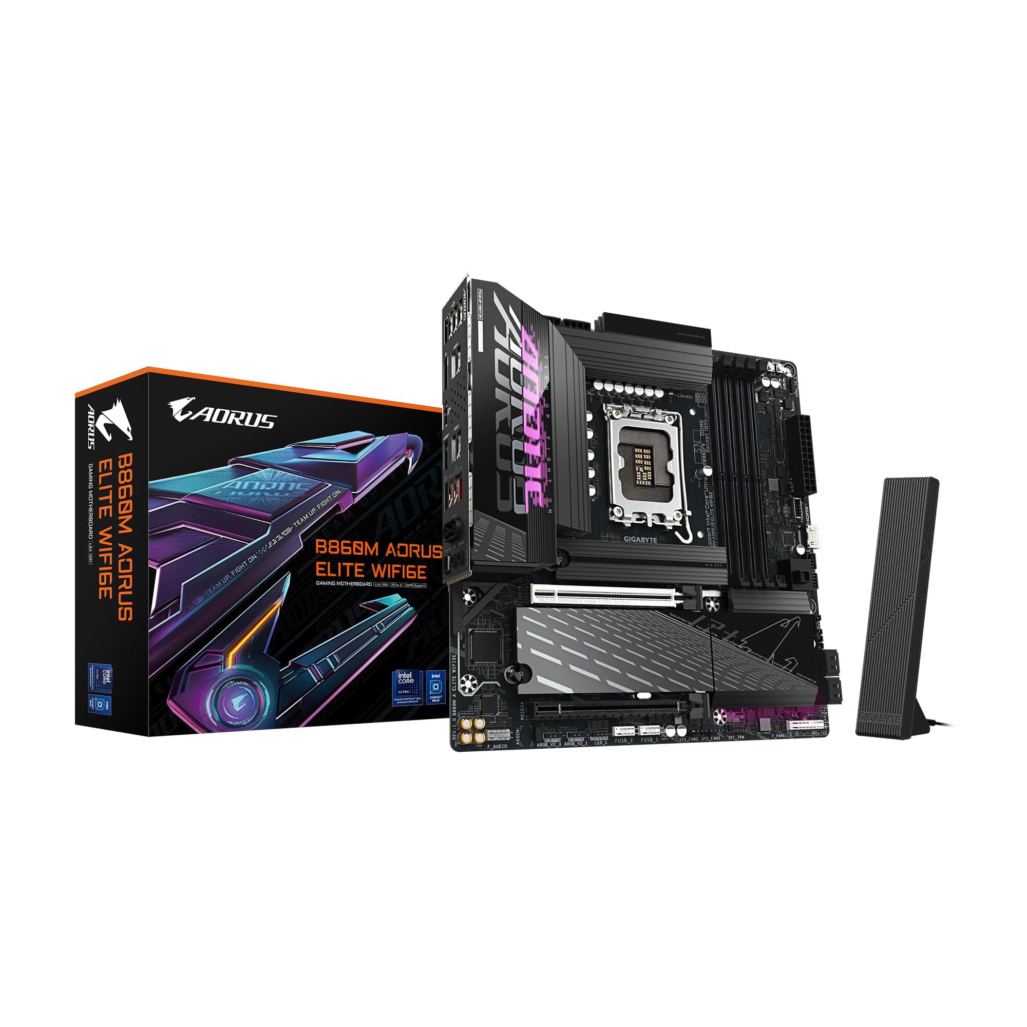 GIGABYTE B860M AORUS Elite WIFI6E Intel Core Ultra (Series 2) LGA 1851 Motherboard, mATX, DDR5, 3X M.2, PCIe 5.0, USB-C, WIFI6E, 2.5GbE LAN, EZ-Latch Bild 2