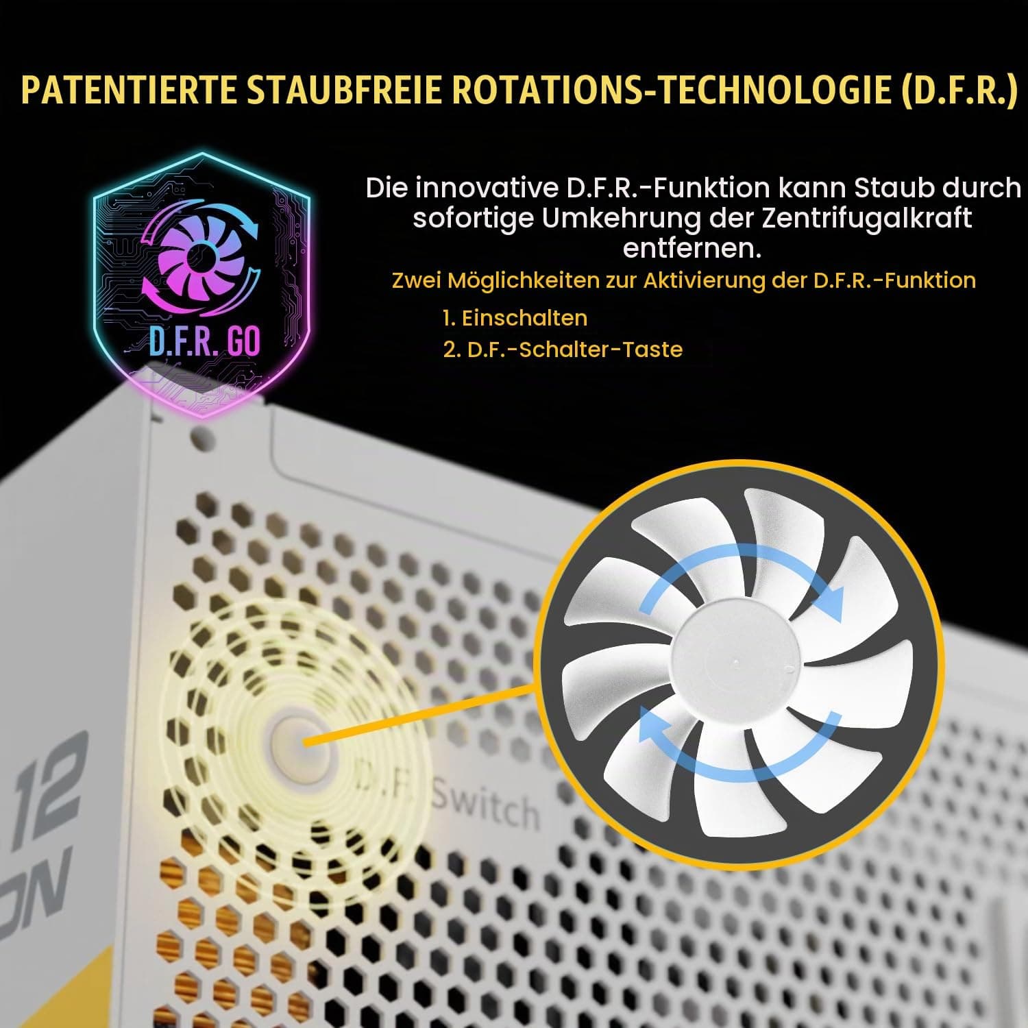 ENERMAX Revolution D.F. 12 ATX3.1 PCI-e 5.1 Ultrakompakt 850W Netzteil 80Plus Gold Snow White (Vollmodular, 50% Semi-Fanless, 12V-2x6); ETV850G-W, weiß Bild 5