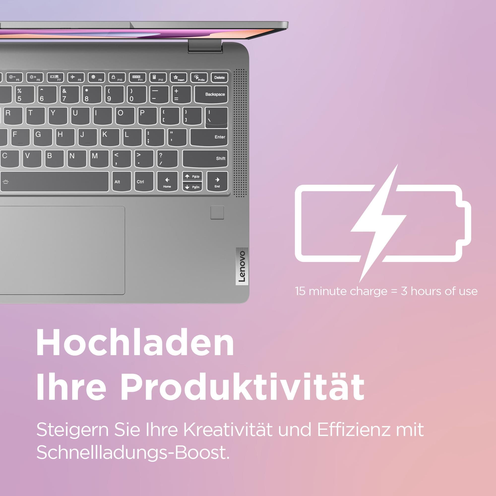 Lenovo IdeaPad Flex Convertible 5 Laptop | 14" WUXGA Display | AMD Ryzen 7 7730U | 16GB RAM | 512GB SSD | AMD Radeon Grafik | Windows 11 Home | QWERTZ | grau | 3 Monate Premium Care Bild 8