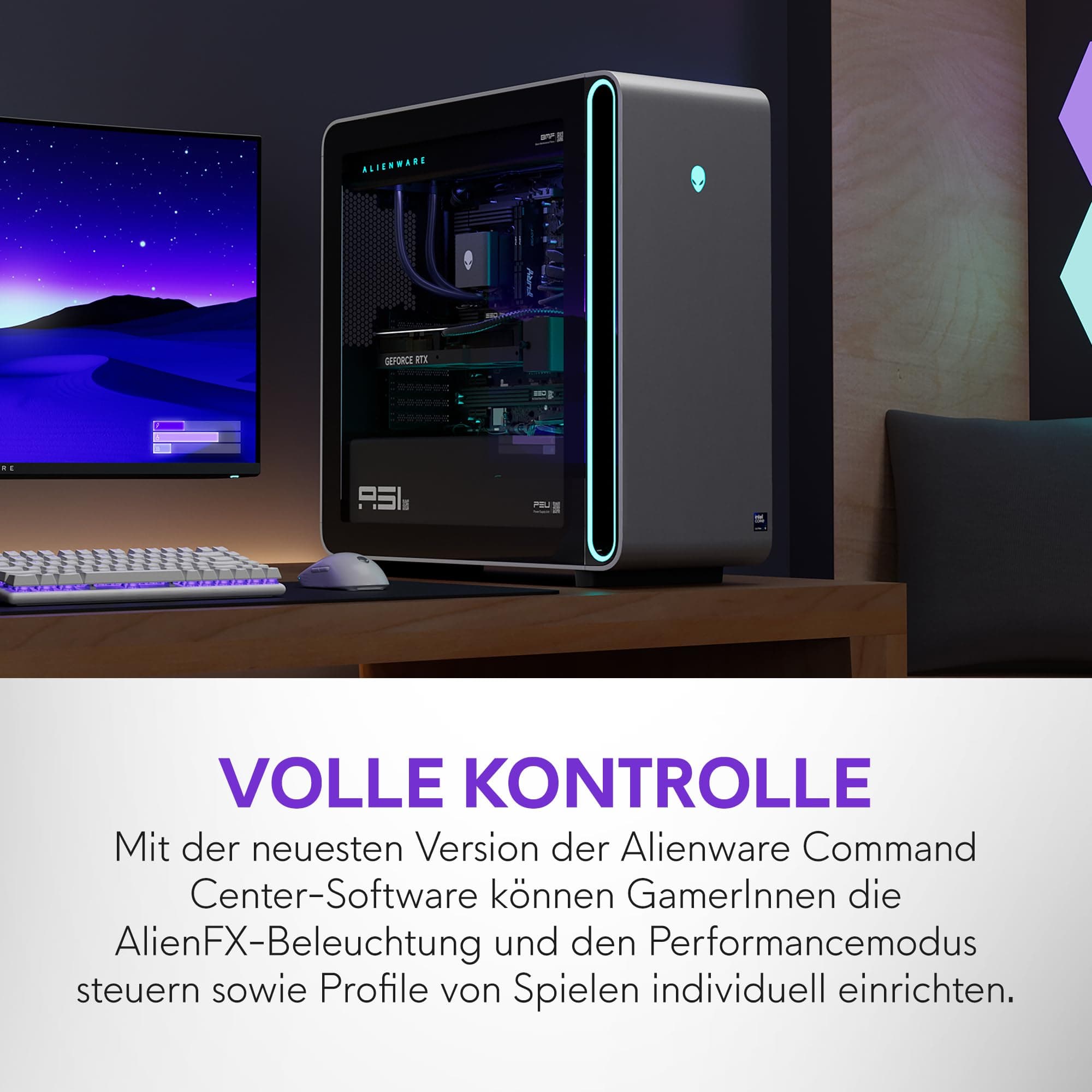 Alienware Area-51 Gaming Desktop - Intel Core Ultra 9 Series 2, Nvidia GeForce RTX 5080, 32GB RAM, 2TB SSD, Liquid-Cooled CPU, Windows 11 Home, AlienFX - Lunar Silver Intel Core Ultra 9 285K 32 GB 2 TB NVIDIA RTX 5080 Bild 8
