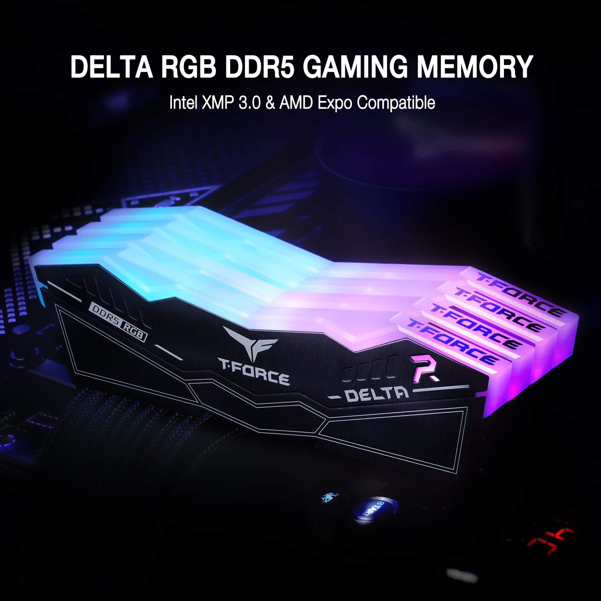 TEAMGROUP T-Force Delta RGB DDR5 Ram 64GB (2x32GB) 6000MHz PC5-48000 CL38 Intel XMP 3.0 & AMD Expo kompatibles Desktop-Speichermodul RAM Schwarz FF3D564G6000HC38JDC01 Bild 3