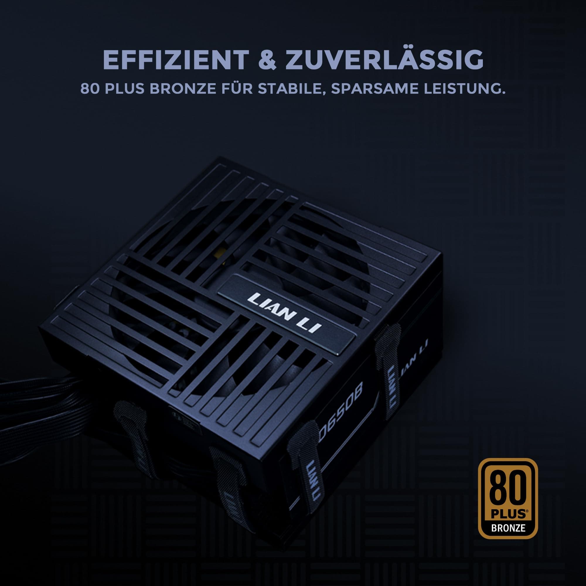 Lian Li RB 650W PC-Netzteil - Schwarz | 80 Plus Bronze, teilmodular, ATX 3.1, leiser 135-mm-Lüfter, effiziente Stromversorgung für Office & Gaming PCs Bild 3