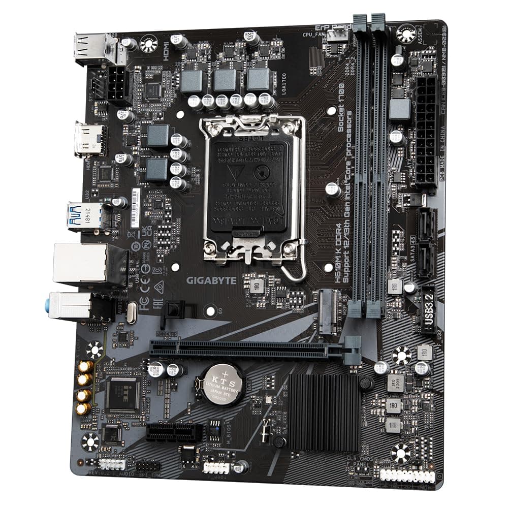GIGABYTE H610M K DDR4 Mainboard - Unterstützt Intel Core Prozessoren 14th Gen CPUs, 3+1+1 Phases Hybrid Power Design, up to 3200MHz DDR4, 1xPCIe 3.0 M.2, GbE LAN, USB 3.2 Gen 1 Bild 7