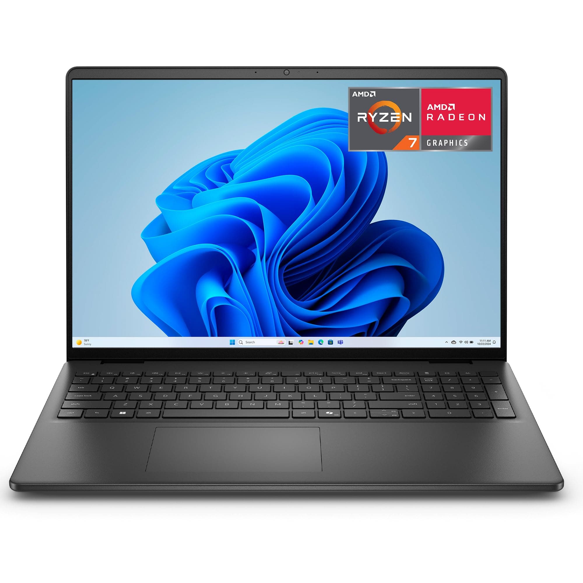 Dell 16 Laptop DC16255 16" 2K IPS Anti-Glare Display, AMD Ryzen 7 250, AMD Radeon Graphics, 16GB RAM, 1TB SSD, Windows 11 Home, QWERTZ-Backlit-Keyboard, Wi-Fi 6, USB-C – Black Ryzen 7 250 16 GB 1TB SSD