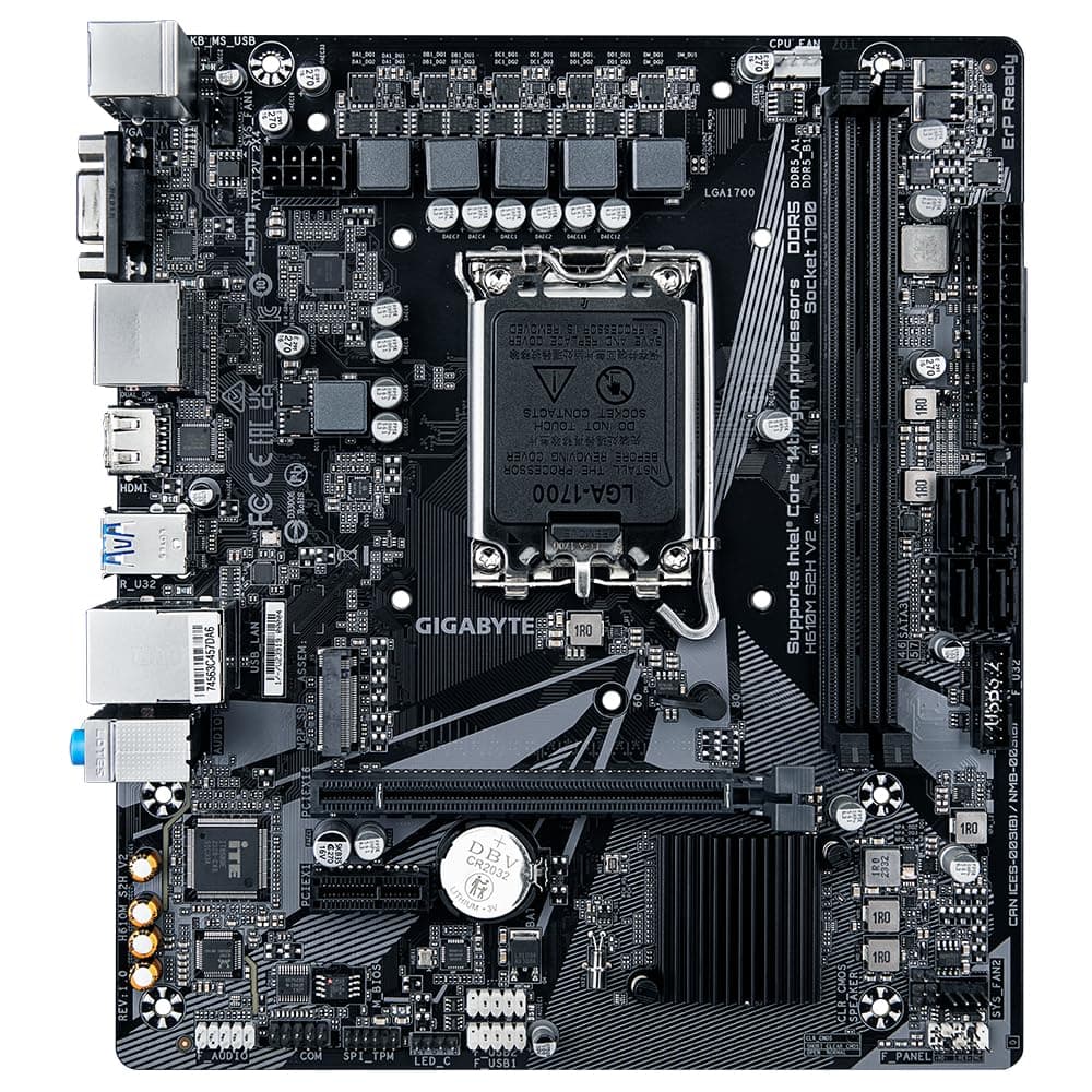 GIGABYTE H610M S2H V2 Motherboard - Unterstützt Intel Core 14. Generation CPUs, 4+1+1 Hybrid Phasen Digital VRM, bis zu 5600MHz DDR5, 1xPCIe 3.0 M.2, GbE LAN, USB 3.2 Gen 1 Bild 3