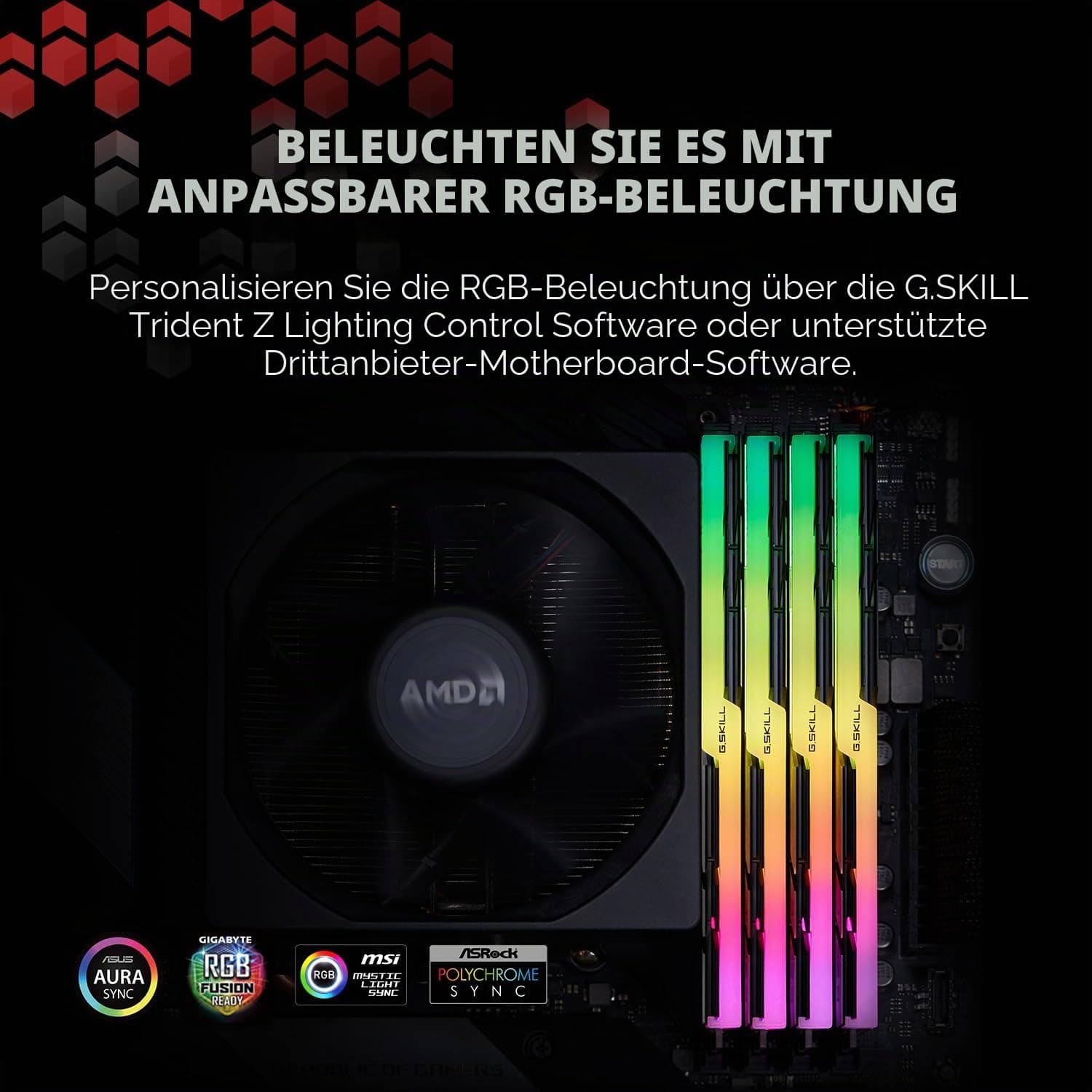 G.Skill Trident Z NEO Series 32GB (4X 8GB) 288pin SDRAM (PC4-28800) DDR4 3600 CL18-22-22-42 1,35V Quad Channel Desktop Memory Modell F4-3600C18Q-32GTZN, Mehrfarbig Bild 5
