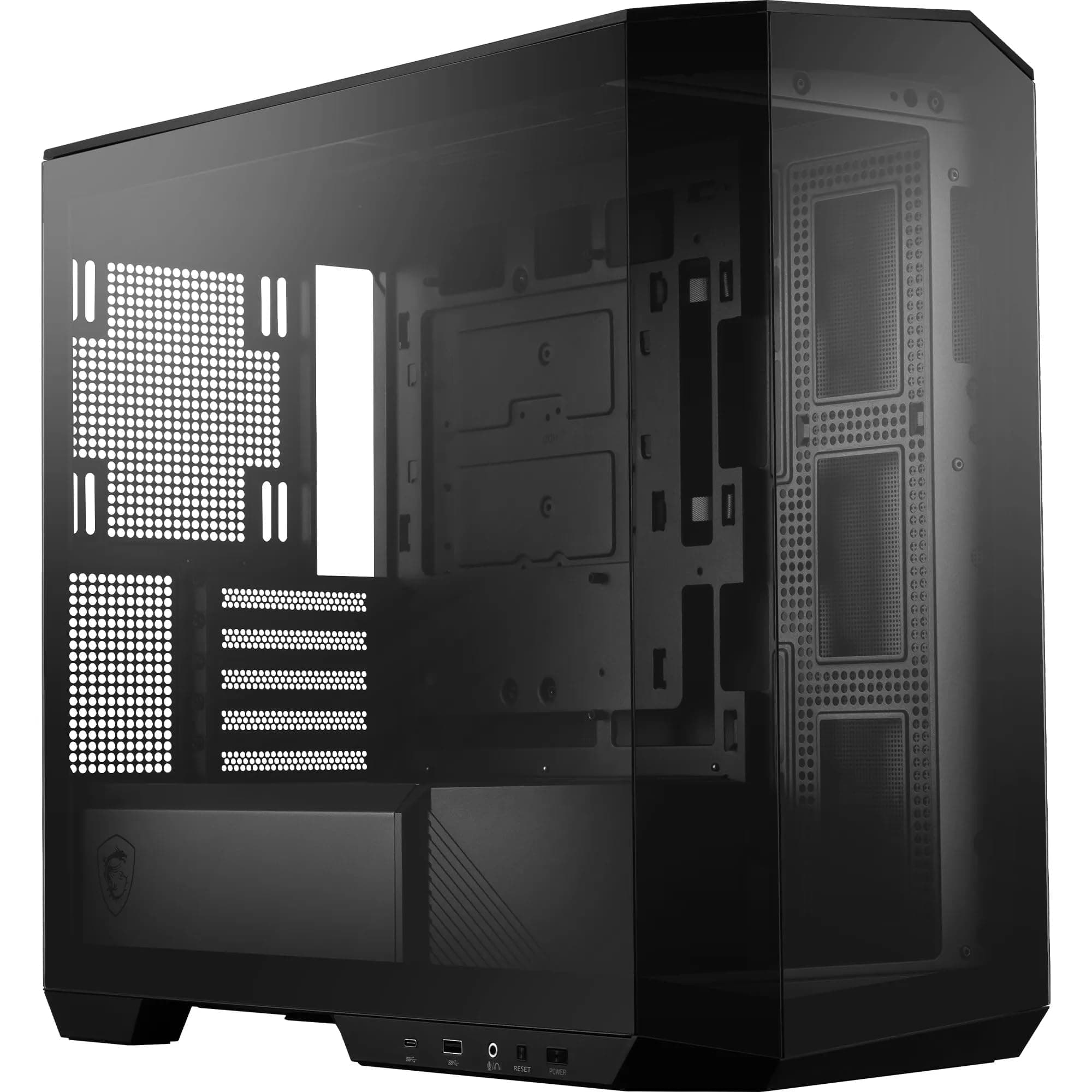 MSI MAG PANO M100L PZ ATX PC-Gehäuse, GPU-Support-Ständer, Füllstandsanzeige, Staubfilter, 33 mm Kabeldurchlass, USB Typ-C (20Gbps)