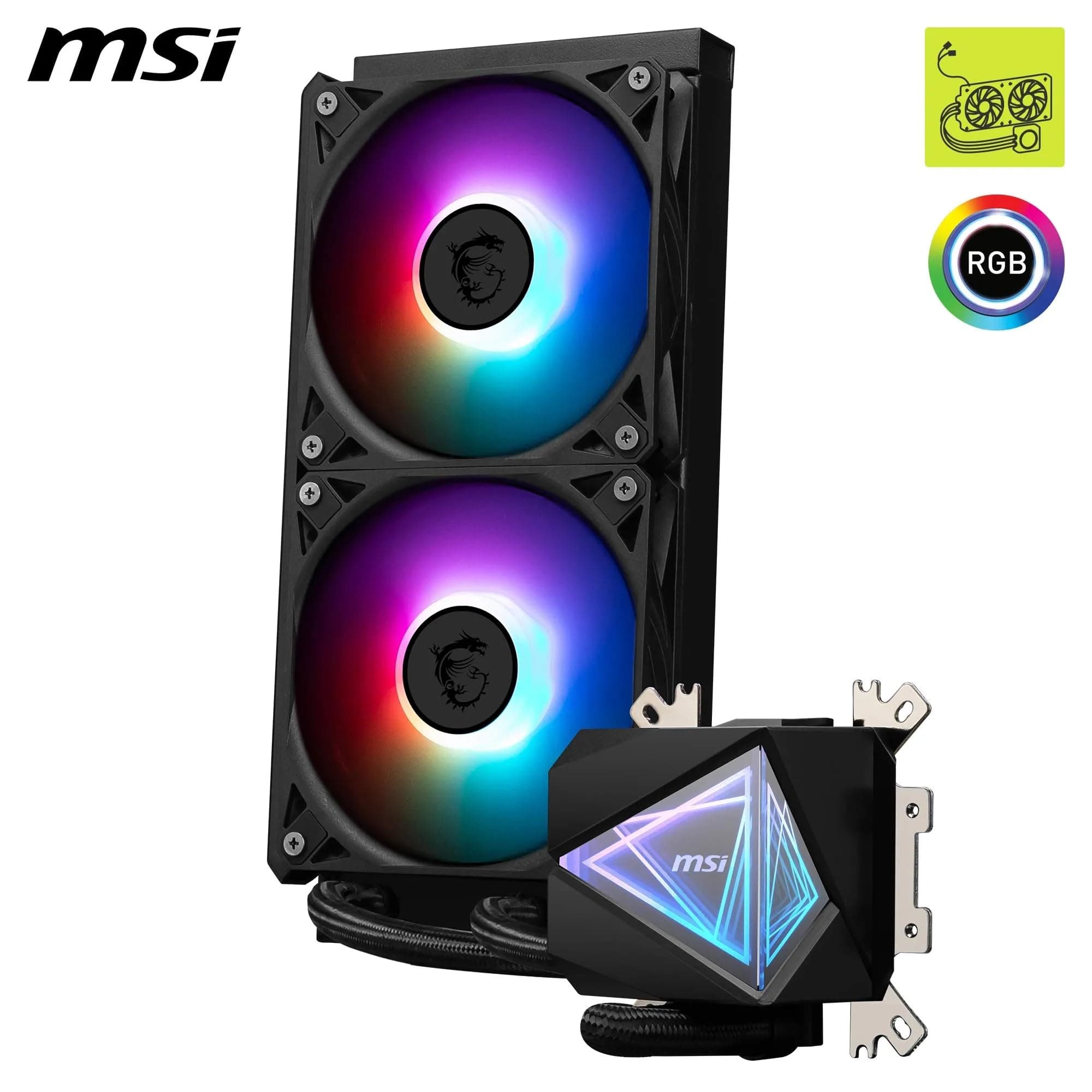 MSI MAG CORELIQUID I240 AIO CPU Wasserkühlung - Vergrößerte Kupferkühlplatte, ARGB & LDB Lüfter, Zweikammer-Wasserblock, Split-Flow Radiator, unterstützt Intel & AMD Sockel Bild 5
