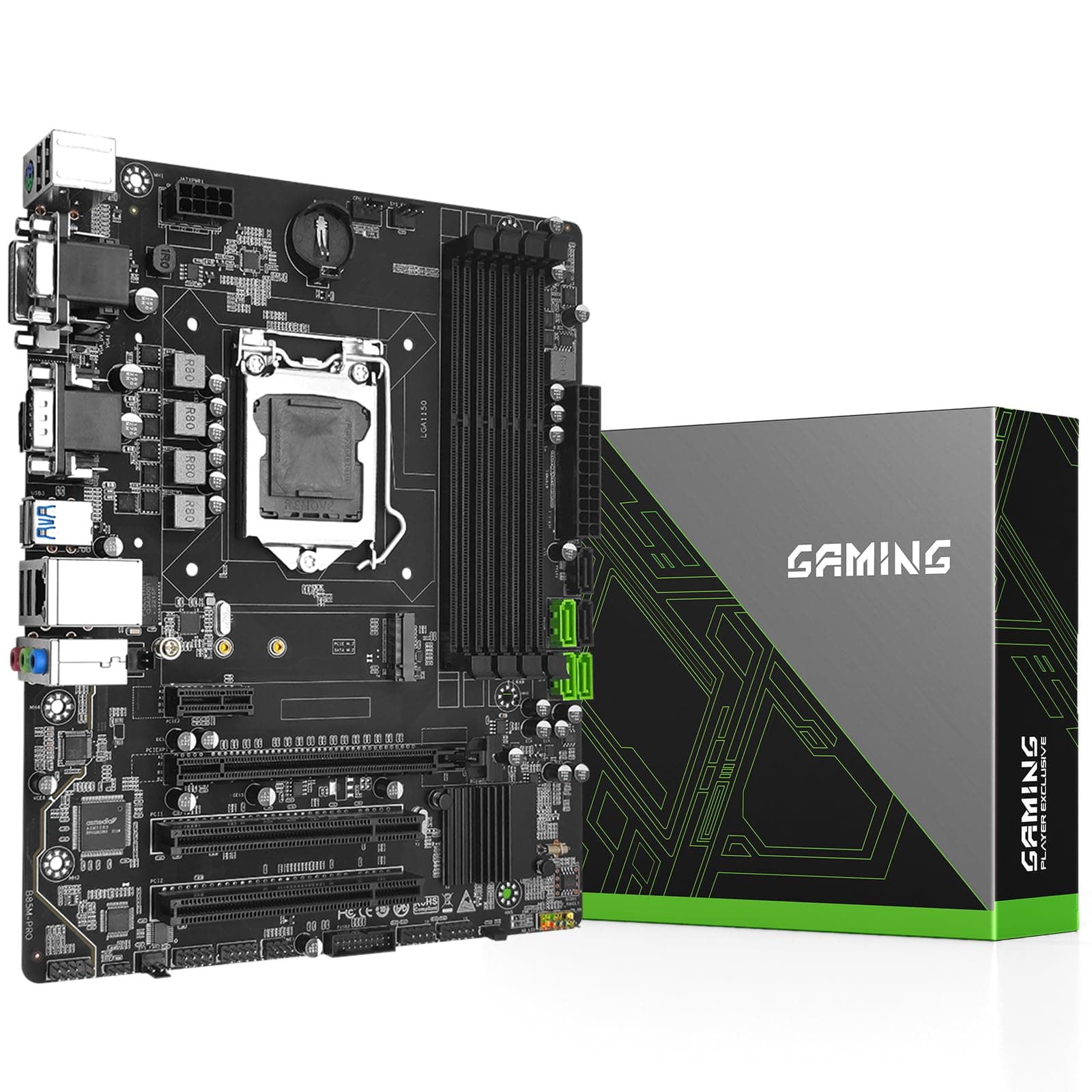 SHANGZHAOYUAN B85M PRO Mainboard Kompatibel mit Intel LGA 1150 Core i7/i5/i3/Pentium/Celeron/E3 (4*DDR3 Max 32GB, VGA/DVI/HDMI-kompatibel, PCIe 3.0 x16, SATA 3.0, Gigabit LAN) M-ATX Gaming Motherboard