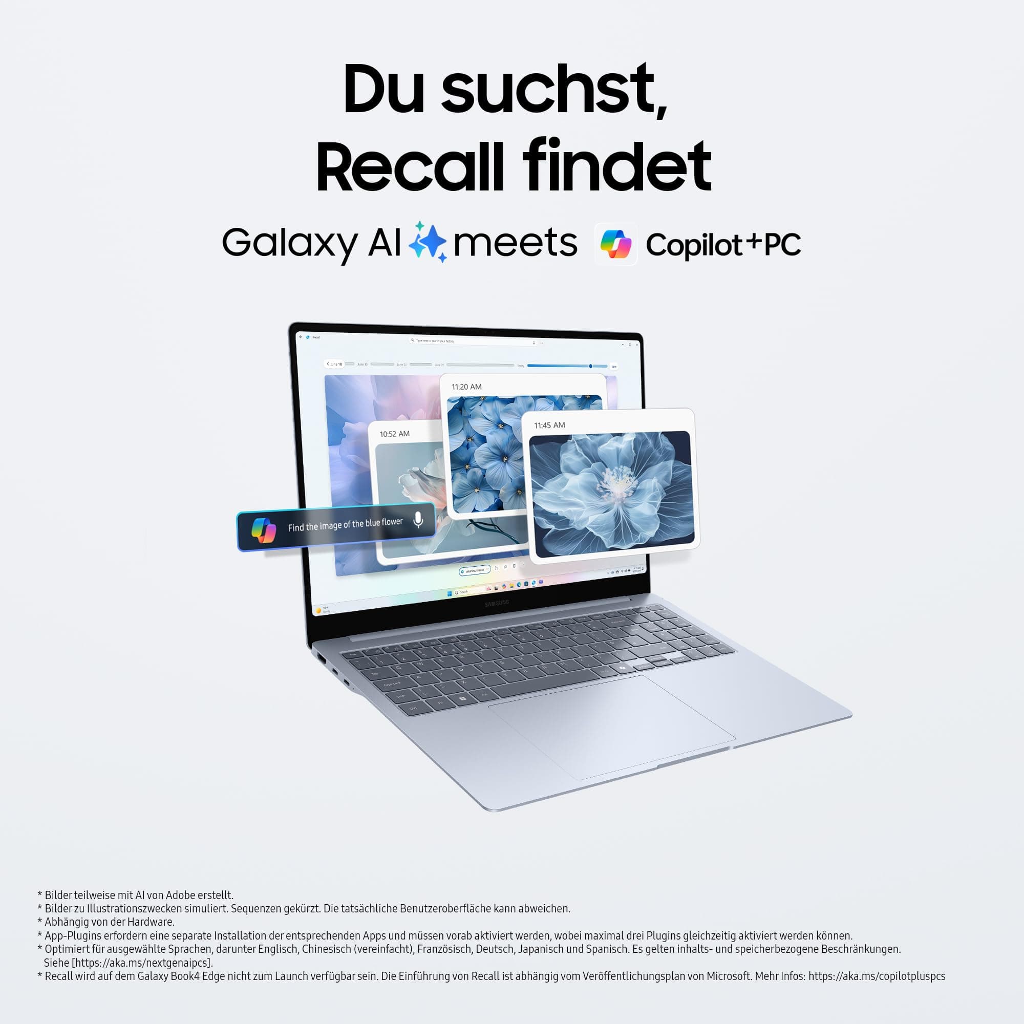 Samsung Galaxy Book4 Edge Galaxy AI-Laptop, 16-Zoll-Display, 16GB RAM, Snapdragon X Elite Pro Prozessor, Notebook 1TB Speicher, Copilot+ PC, Sapphire Blue, 3 Jahre Herstellergarantie 16 Zoll 1 TB Bild 4