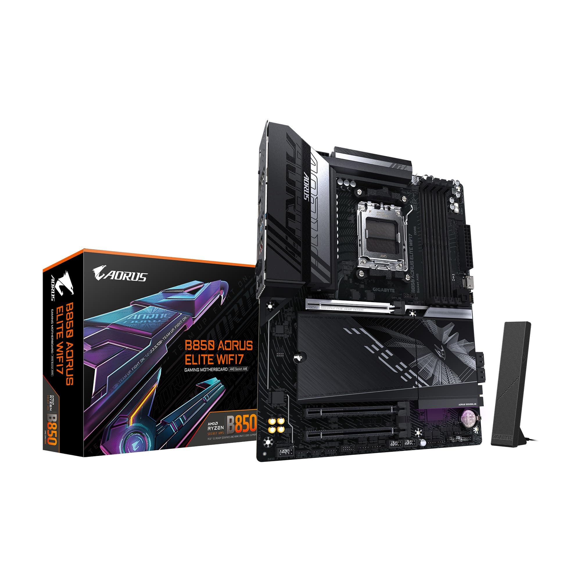 GIGABYTE B850 AORUS Elite WIFI7 AMD AM5 LGA 1718 Motherboard, ATX, DDR5, 3X M.2, PCIe 5.0, USB-C, WIFI7, 2.5GbE LAN, EZ-Latch, 5 Jahre Garantie Bild 2