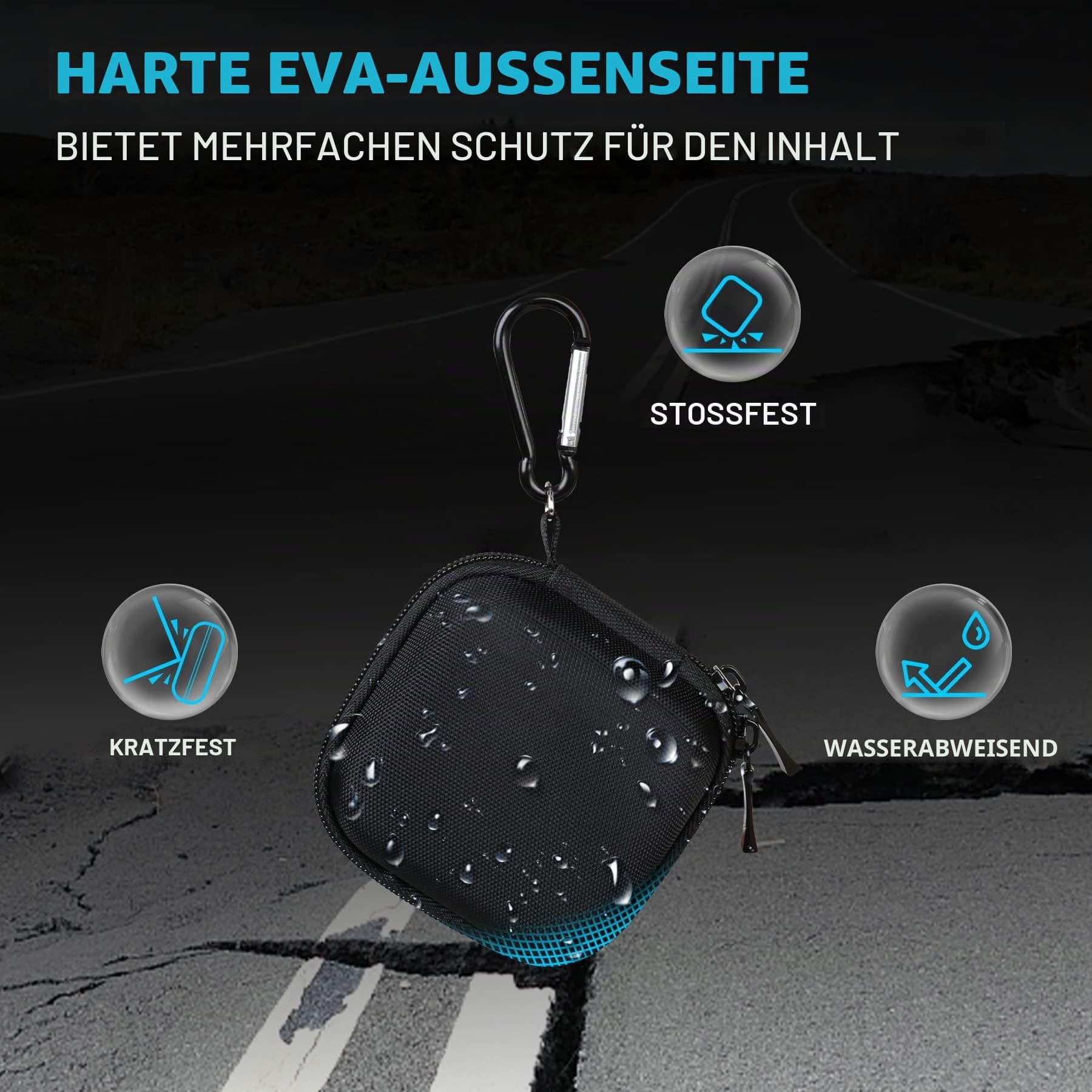 Lacdo Harte Tragetasche für Crucial X10 Pro/Crucial X9 Pro Portable SSD 1TB 2TB 4TB USB 3.2 Externe Solid State Drives Hard Eva stoßfest wasserabweisend schützende Reisetasche, Schwarz+Schwarz Bild 5