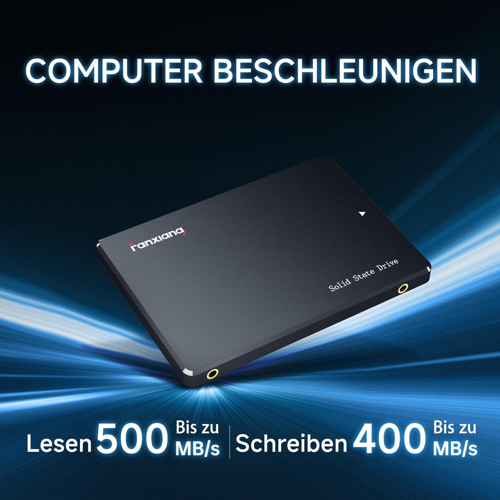 fanxiang S101 128GB SATA III 2,5-Zoll SSD Interne Festplatte, 500MB/s Lesen, 400MB/s Schreiben, SLC-Cache & 3D TLC NAND, für Laptops, Desktop-PCs und Spielkonsolen, Schwarz Bild 3