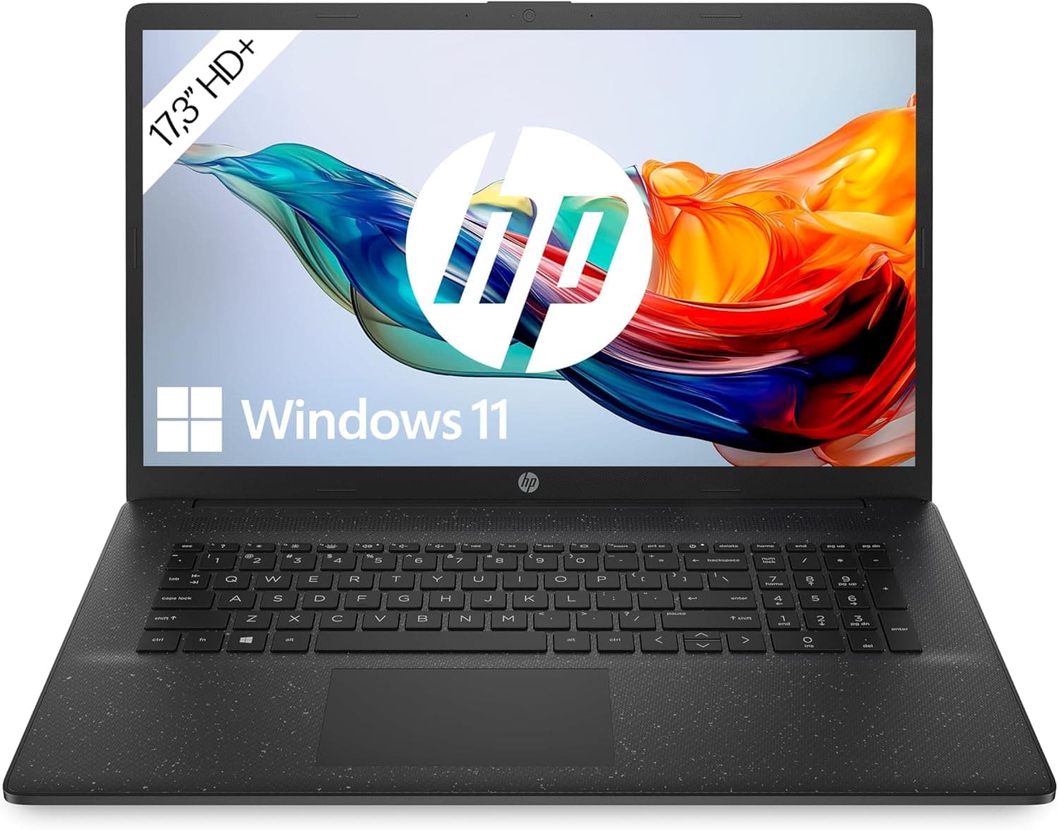 HP Laptop mit 17,3" HD+ Display, Intel Celeron N4120, 8 GB DDR4 RAM, 256 GB SSD, Intel UHD-Grafik, Windows 11, QWERTZ Tastatur, Schwarz