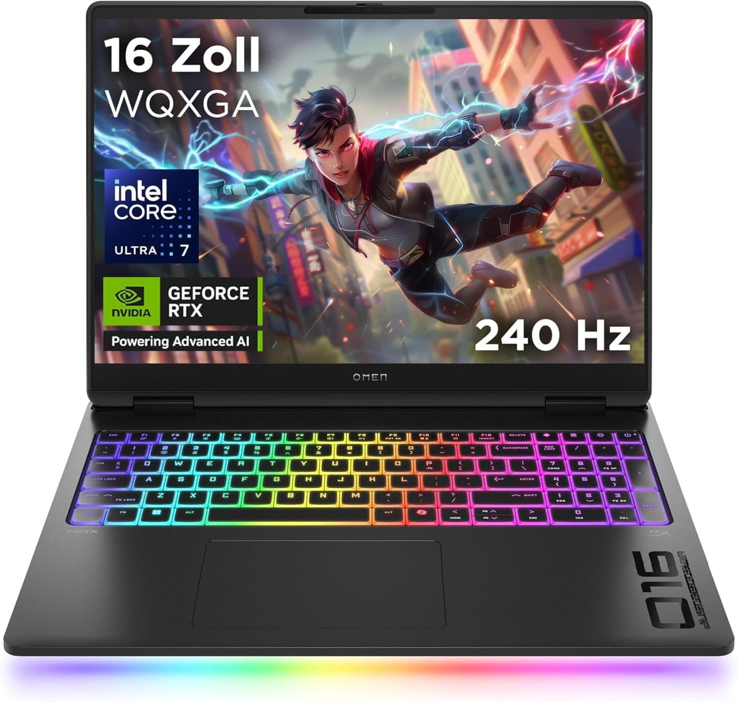 HP Omen Gaming Laptop (16" 2.5K Display, Intel Core Ultra 7, 32GB RAM, 1TB, Win11, QWERTZ) - Schwarz Intel Ultra 7-255HX NVIDIA GeForce RTX 5070 Ti 240 Hz WQXGA