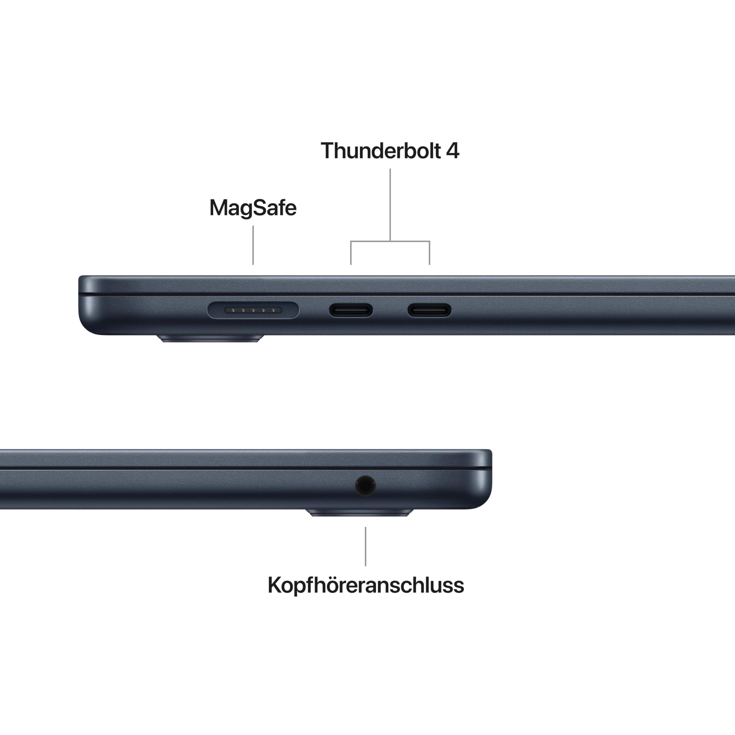 Apple 15" MacBook Air Laptop, M5 Chip mit 10‑Core CPU und 10‑Core GPU: Entwickelt für KI, 15,3" Liquid Retina Display, 16 GB gemeinsamer Arbeitsspeicher, 512 GB SSD, Touch ID, WLAN 7; Mitternacht 16 GB RAM 512 GB Mitternacht MacBook Air ohne Netzteil Bild 4