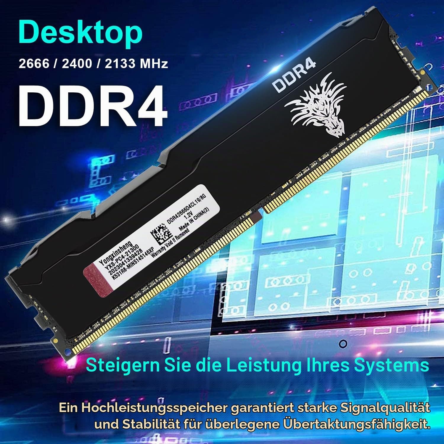 Yongxinsheng DDR4 3200MHz 32GB Kit (16GBx2) Desktop RAM PC4-25600 UDIMM Non-ECC Unbuffered 1.35V 288-Pin CL16 PC Computer Memory Upgrade Module Arbeitsspeicher Support XMP 2.0 Auto Overclocking Bild 8