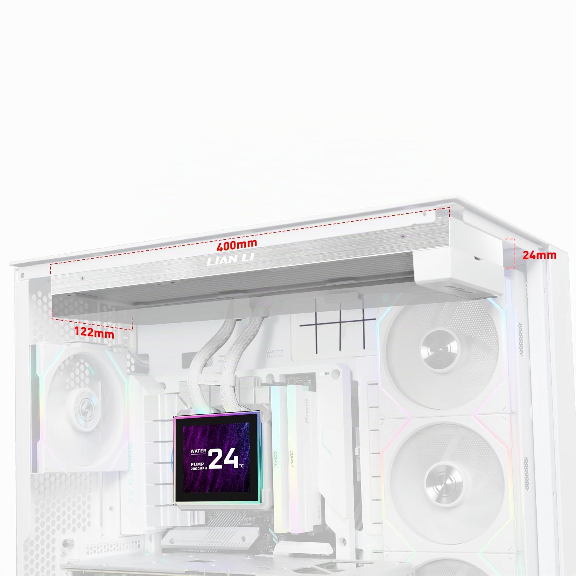 Lian Li HydroShift II LCD-S 360 UNI FAN CL Weiß | 360 mm AiO-Wasserkühlung mit 3,4" IPS-Display – Leistungsstarke Kühlung mit atemberaubender RGB-Beleuchtung Weiß 360 Bild 5