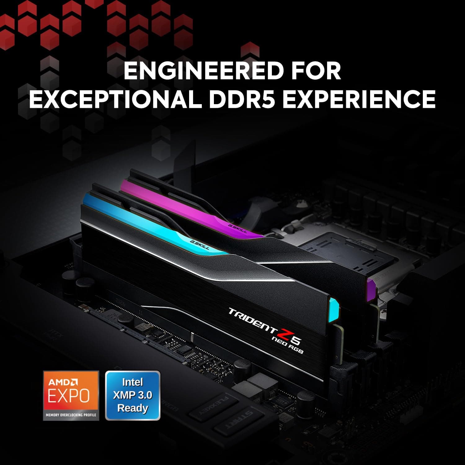 32GB G.Skill DDR5 Trident Z5 Neo RGB 6000MHz CL30 1.35V Dual Channel Kit (2X 16GB) Schwarz Bild 5