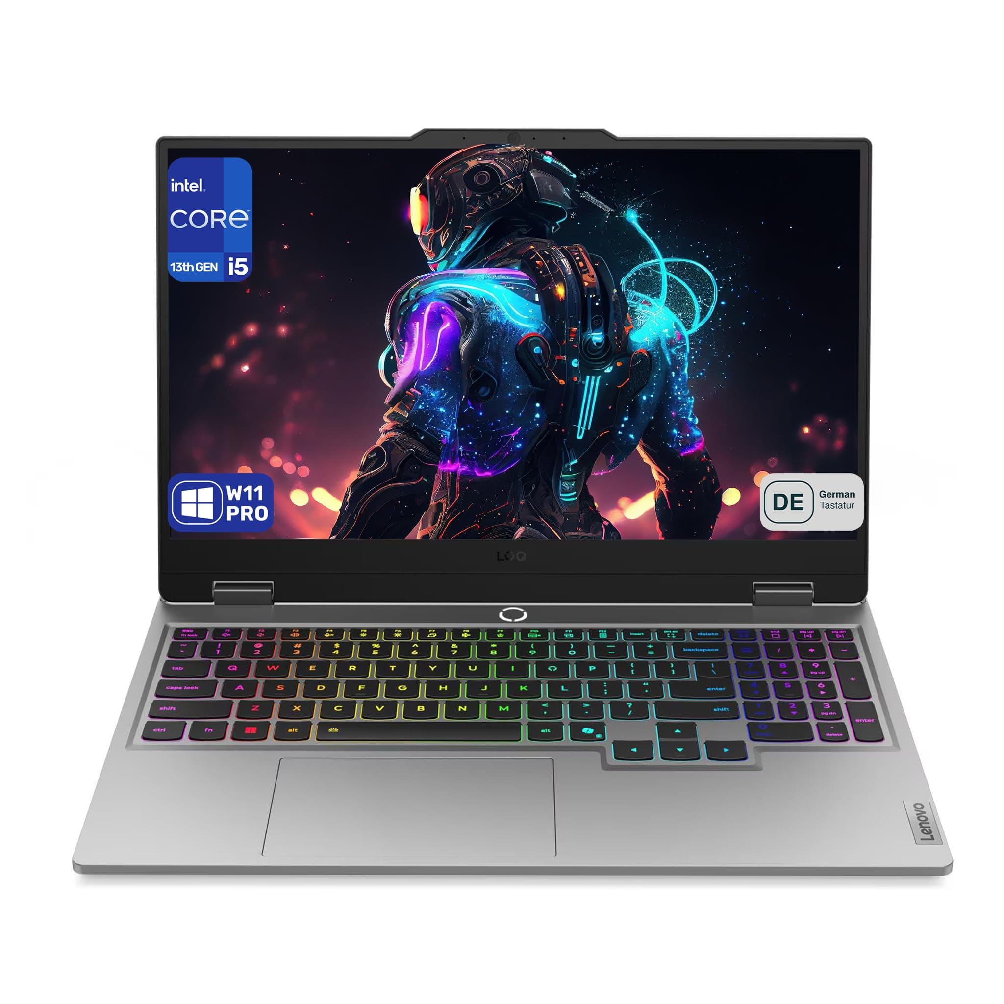 Lenovo LOQ 15IRX10 Gaming Laptop, Intel Core i5-13450HX, 64 GB DDR5 RAM, 2 TB PCIe SSD, 15.6" FHD (1920x1080) Display, NVIDIA GeForce RTX 5060, Deutsches Tastatur-Layout, W11 Pro, Luna Grau 64 GB RAM | 2 TB SSD Windows 11 Pro