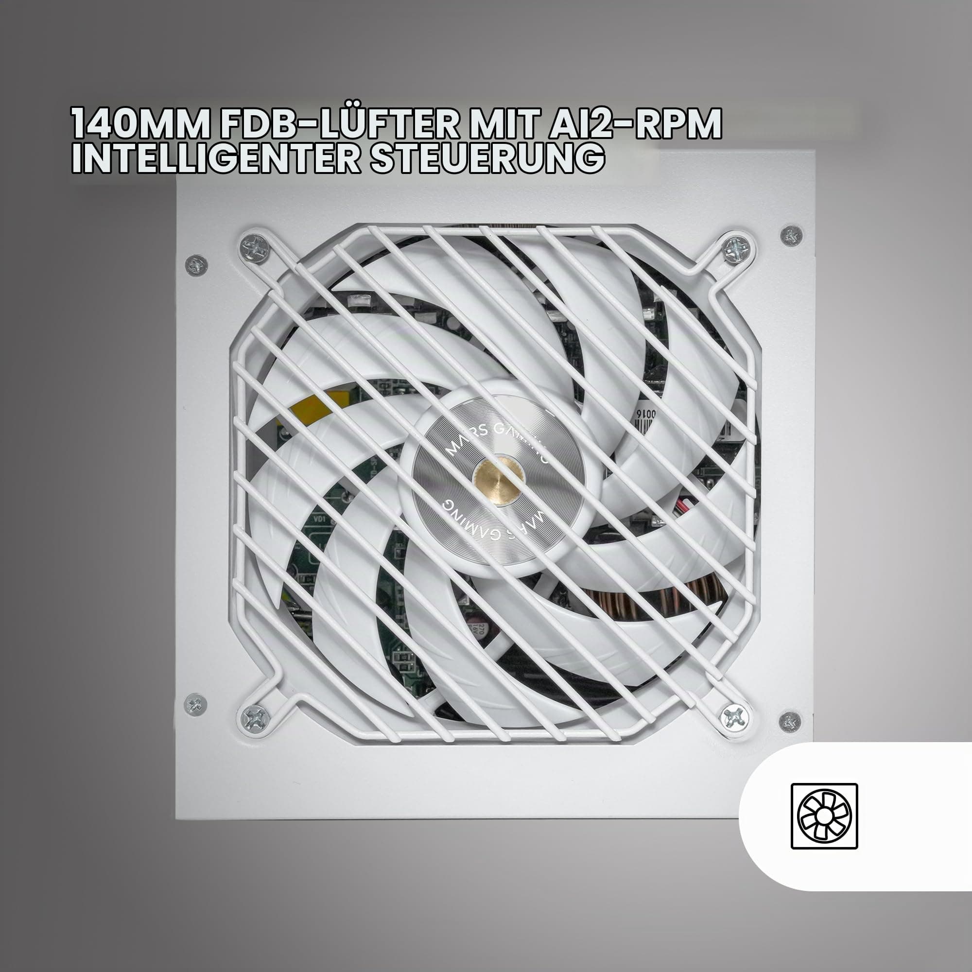 Mars Gaming MPZE750SIM, Modulares ATX Netzteil 750W, 10 Jahre Garantie, 80 Plus Silver +87%, 14 cm FDB Lüfter, AI2-RPM- und DC-DC-Technologien, Japanische Toshin Kyogo 105° Kondensatoren, Weiß Bild 5