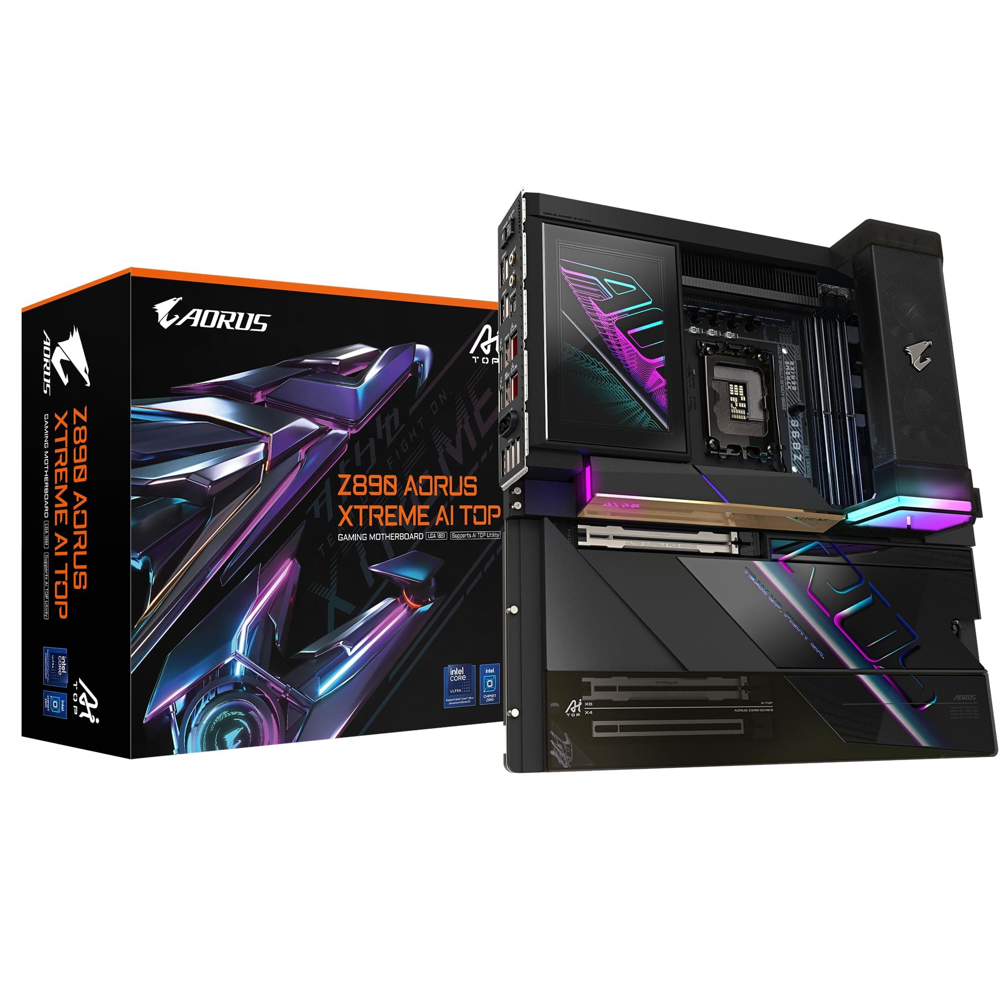GIGABYTE Z890 AORUS Xtreme AI TOP Motherboard - Unterstützt Intel Core Ultra (Serie 2) CPUs, 22+1+2 Phasen VRM, bis zu 9500MHz DDR5 (OC), PCIe 5.0 M.2, Wi-Fi 7, Thunderbolt 5 Bild 2
