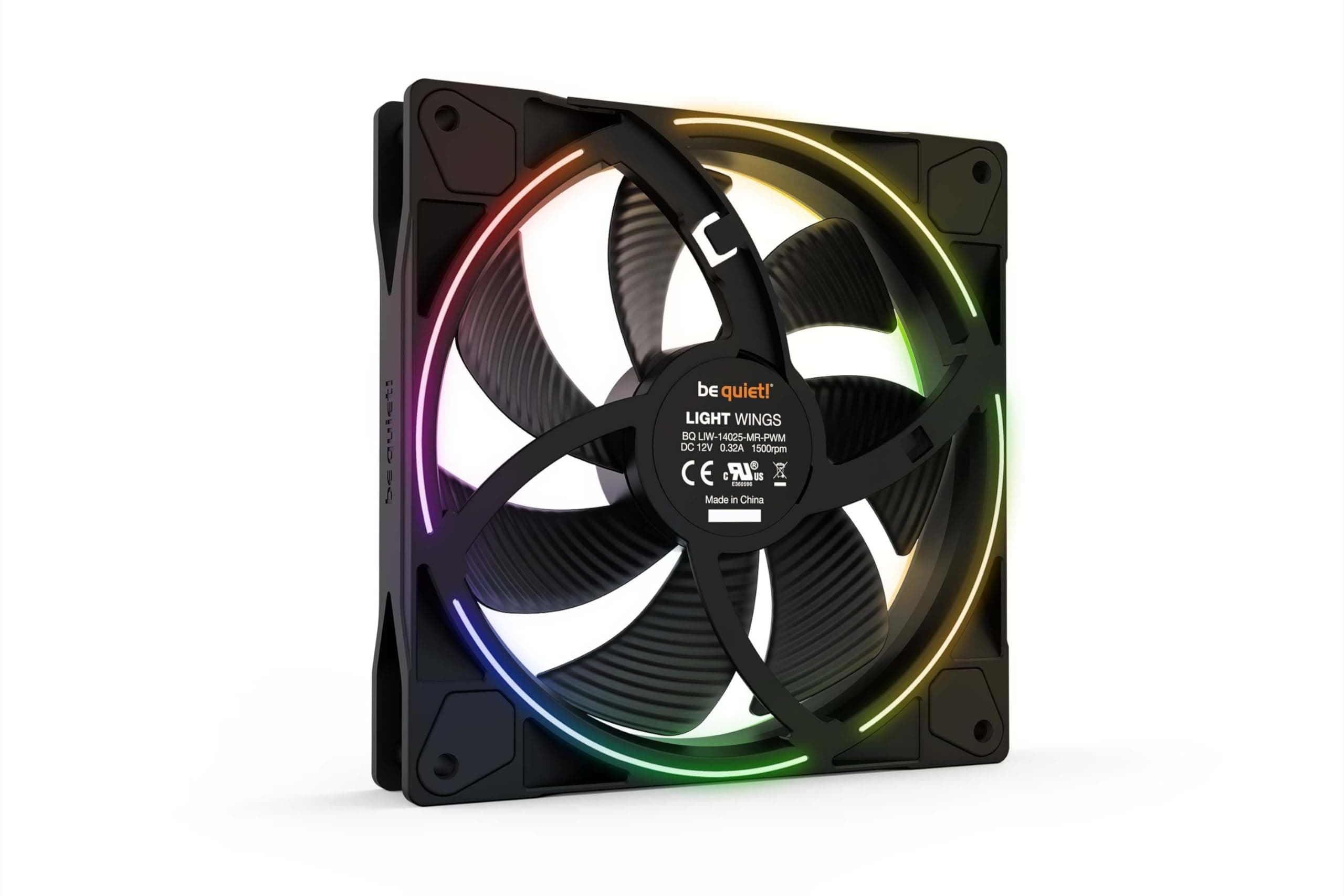 be quiet! Light Wings 140mm PWM Triple Pack Lüfter, enthält 3 Lüfter, ARGB-Beleuchtung, vielzählige Farben und Effekte, 18 ARGB LEDs, 7 geräuschoptimierte Lüfterblätter, hoher Airflow Bild 7