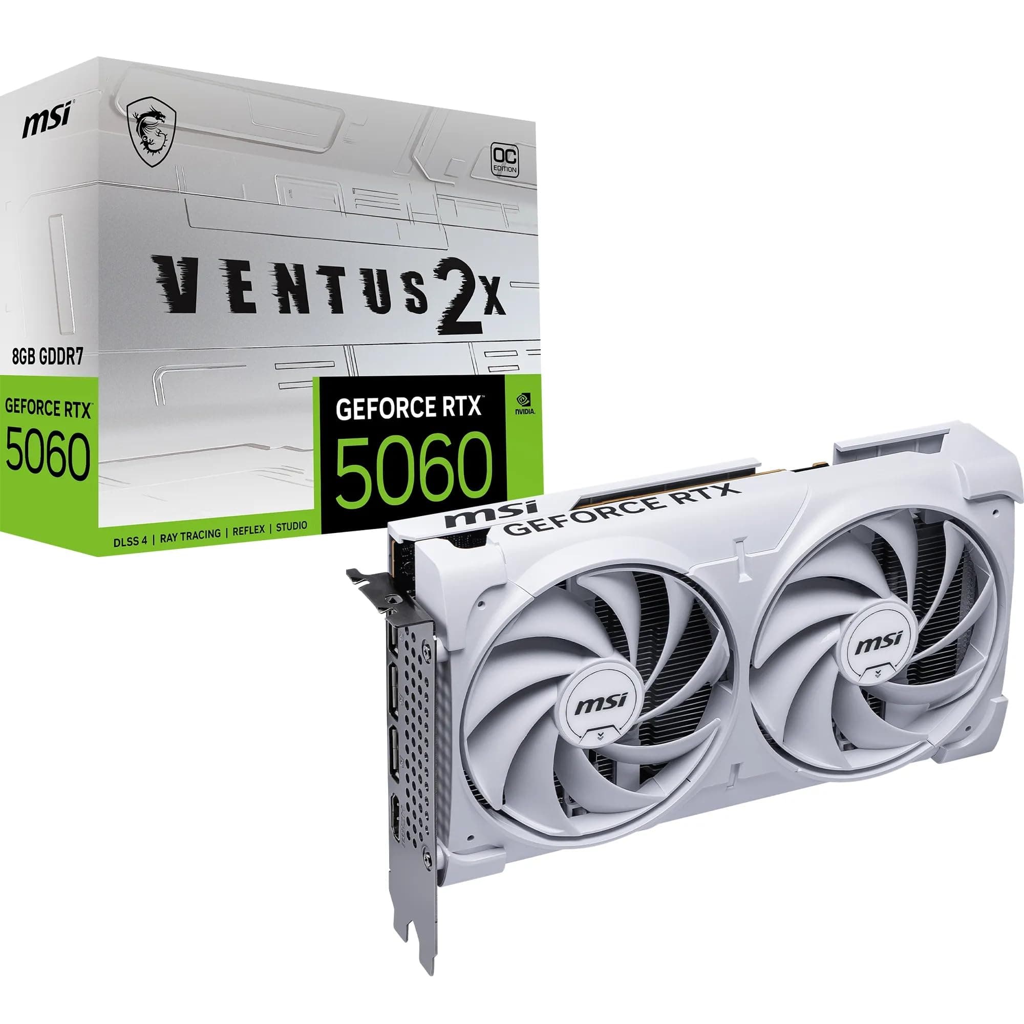 MSI GeForce RTX 5060 8G Ventus 2X OC White - 8GB GDDR7 (28Gbps/128-bit), PCIe 5, Boost: 2527 Hz, HDMI 2.1b, DisplayPort 2.1b Bild 2