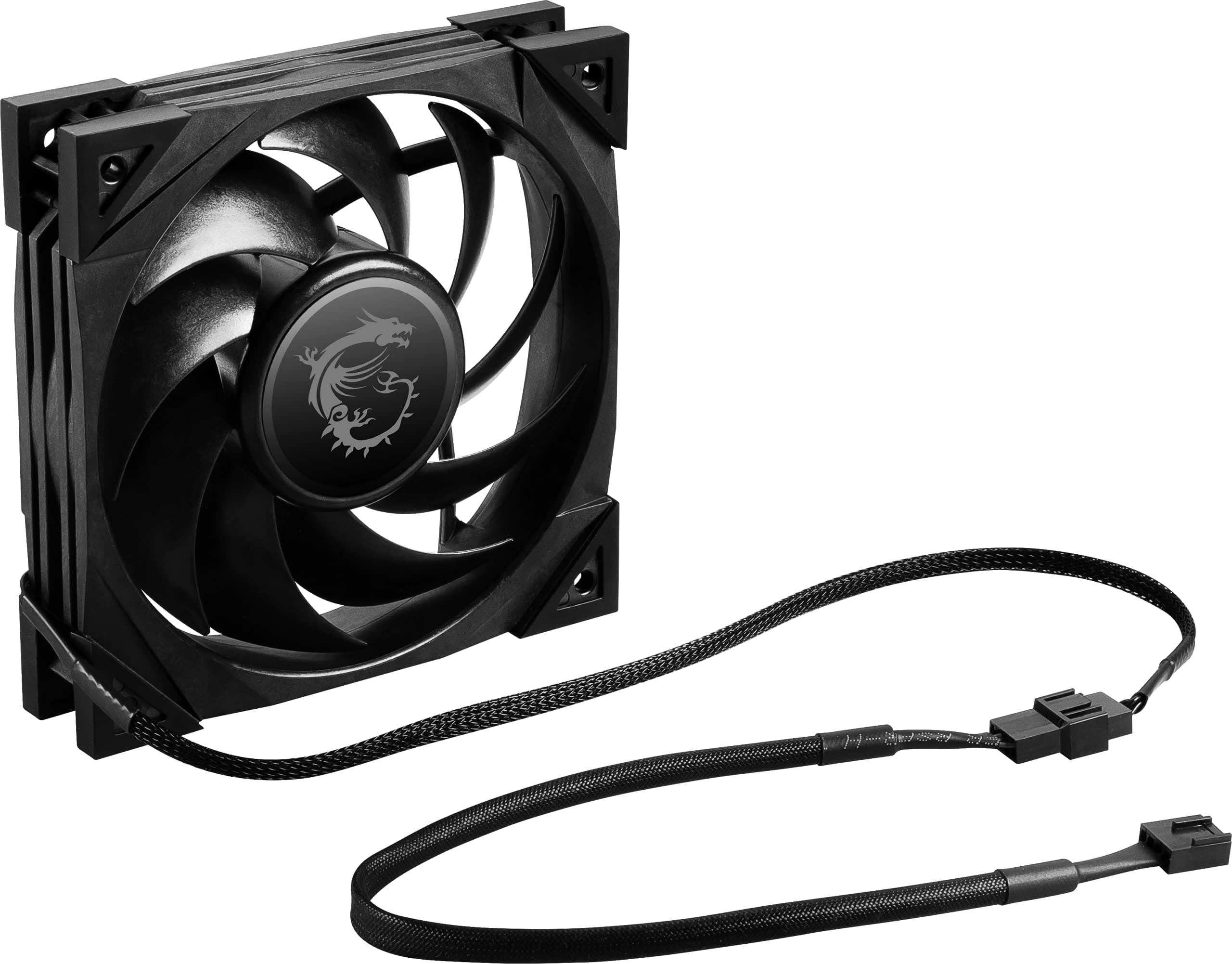 MSI MEG SILENT GALE P12 120 mm Gehäuse Lüfter (1 x 120 mm Lüfter, 0 RPM Modus, 4-Pin Connector, schwarz) Bild 2