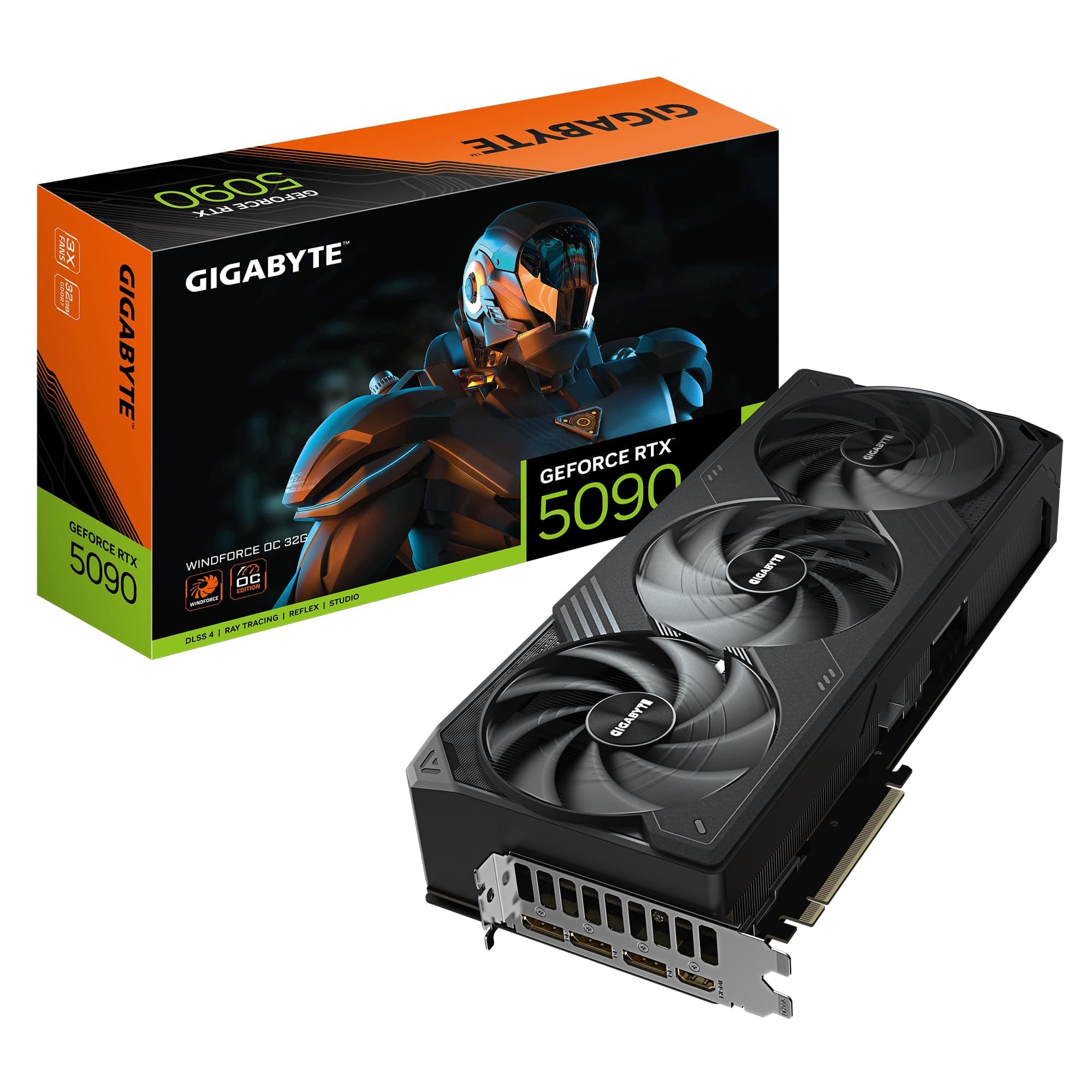 Gigabyte GeForce RTX 5090 WINDFORCE OC 32G Grafikkarte - 32 GB GDDR7, 512 Bit, PCI-E 5.0, 2467MHz Kernfrequenz, 3 x DP 2.1a, 1 x HDMI 2.1b, NVIDIA DLSS 4, GV-N5090WF3OC-32GD Bild 2