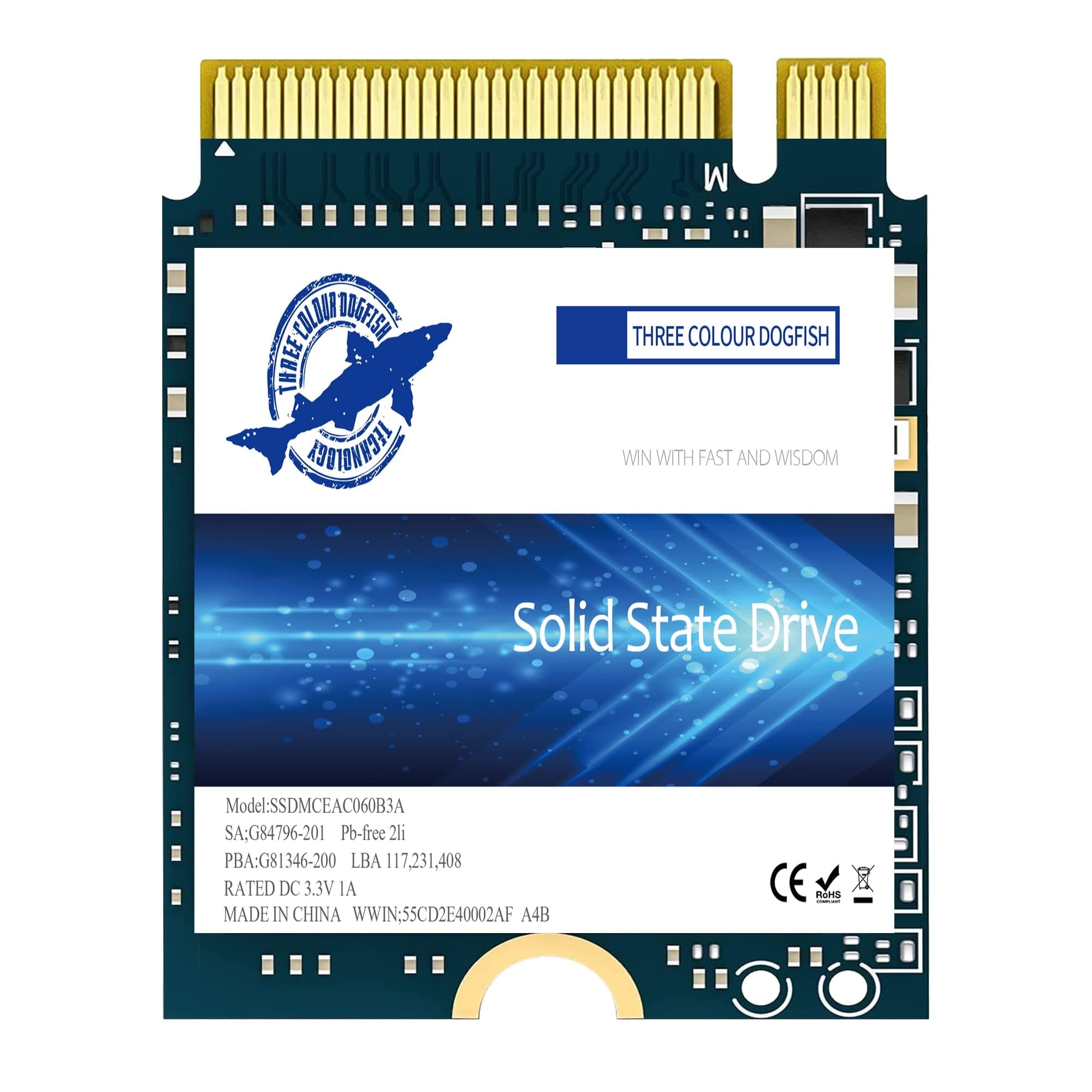 Dogfish SSD 256GB M.2 2230 NVMe PCIe Gen 3.0 x4 Interne Solid State Drive, Gaming SSD, Kompatibel mit Steam Deck Surface Pro Ultrabook Laptop(M.2 2230 PCIe,256GB) Bild 2