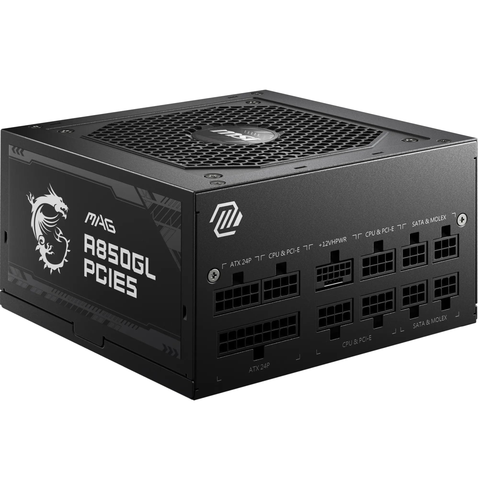MSI MAG A850GL PCIE5 Netzteil, 850W, 80 Plus Gold, voll modular, ATX 3.0, unterstützt PCIe 5.0 GPU, 120mm FDB Lüfter mit dynamischen Kugellager, Full-Bridge LLC, Schwarze Flackkabel - 7 Jahre Garantie 850W PCIE5