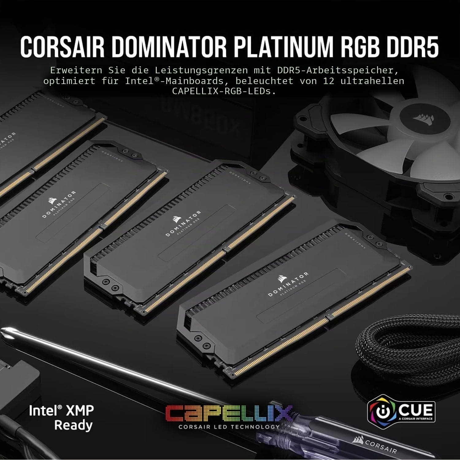 CORSAIR Dominator Platinum RGB DDR5 RAM 32GB (2x16GB) Bis zu 6000MHz CL36-44-44-96 1.35V Intel XMP 3.0 Desktop-Arbeitsspeicher – Schwarz (CMT32GX5M2E6000C36) Bild 3