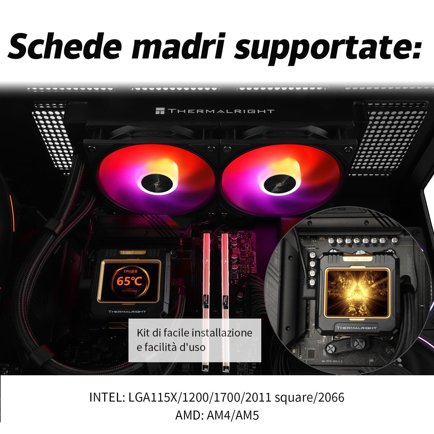 TR FW240 Black ARGB CPU Wasserkühler mit 2 PWM-Lüften, 3000 U/min Wasserpumpe, S-FDB-Bearing, für AMD/Intel Bild 5