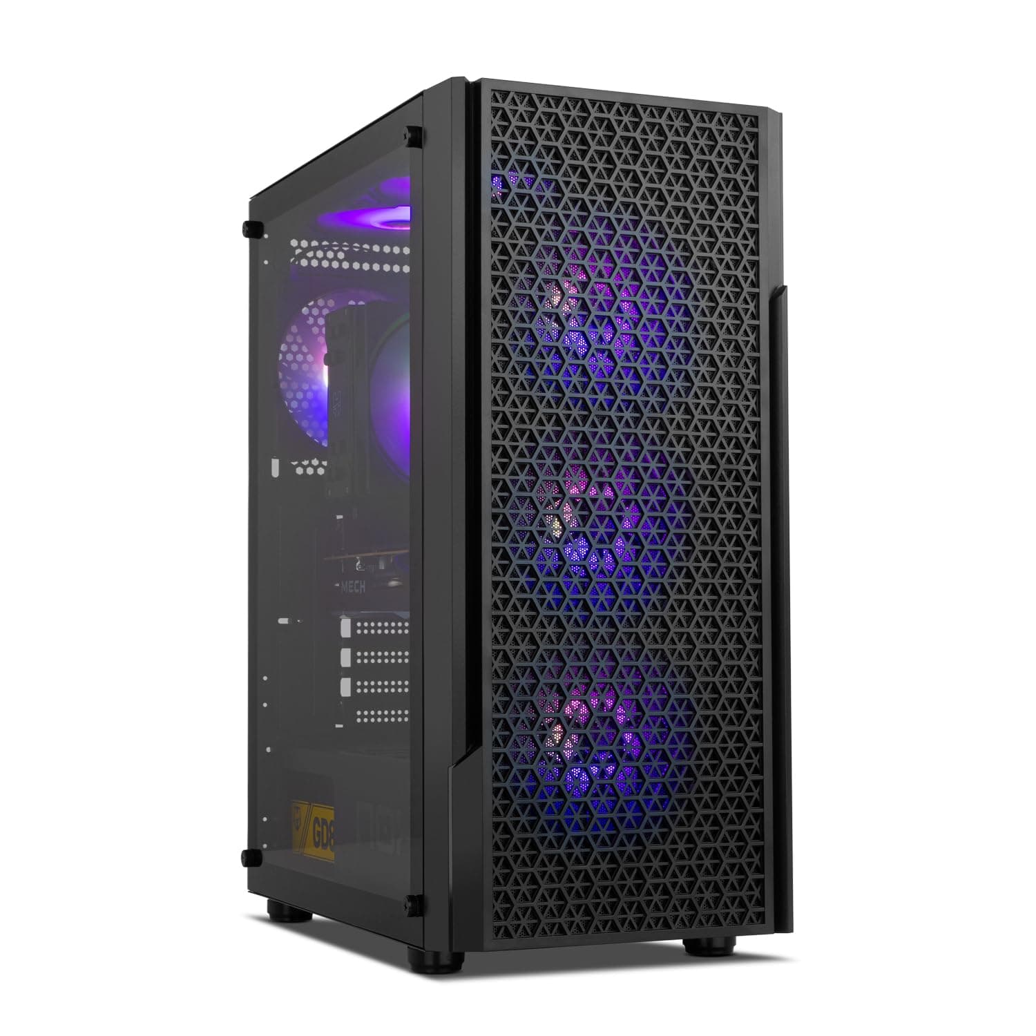 NOX Xtreme Products Infinity BETA – Micro-ATX/ITX Midi-Tower mit Seitenfenster aus gehärtetem Glas, Mesh-Front, Platz für 8 Lüfter, kompatibel mit Grafikkarten bis 300 mm, USB 3.0, Schwarz Bild 2