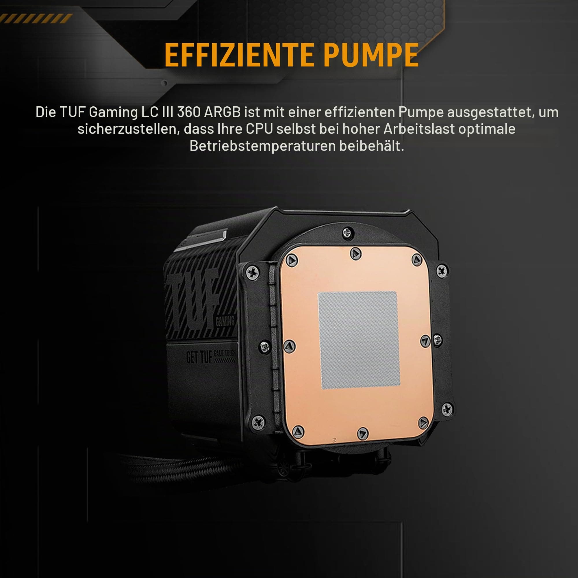 ASUS TUF Gaming LC III 360 ARGB All-in-One-Flüssig-CPU-Kühler (vorinstallierte, integrierte Dreifachlüfter, 400mm Schläuche, Intel LGA 1851, 1700, 1200 und AMD AM5, AM4, Aura ARGB Beleuchtung) Bild 5