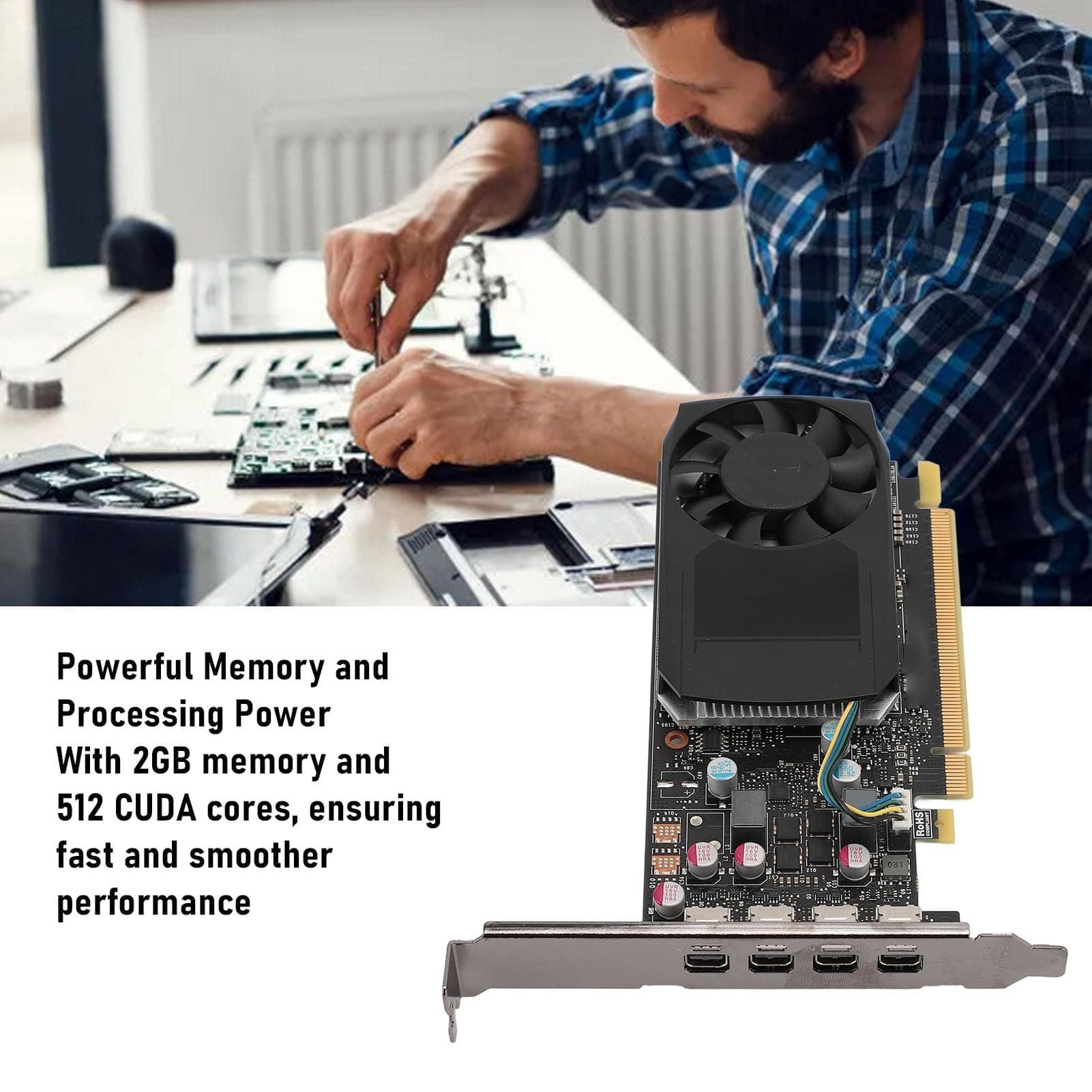 Ejoyous Quadro P620 Grafikkarte 2GB 128 Bit PCI Express 3.0 x16 mit 512 Kernen und 4K Auflösung für professionelle 3D Modellierung und Videobearbeitung Bild 7