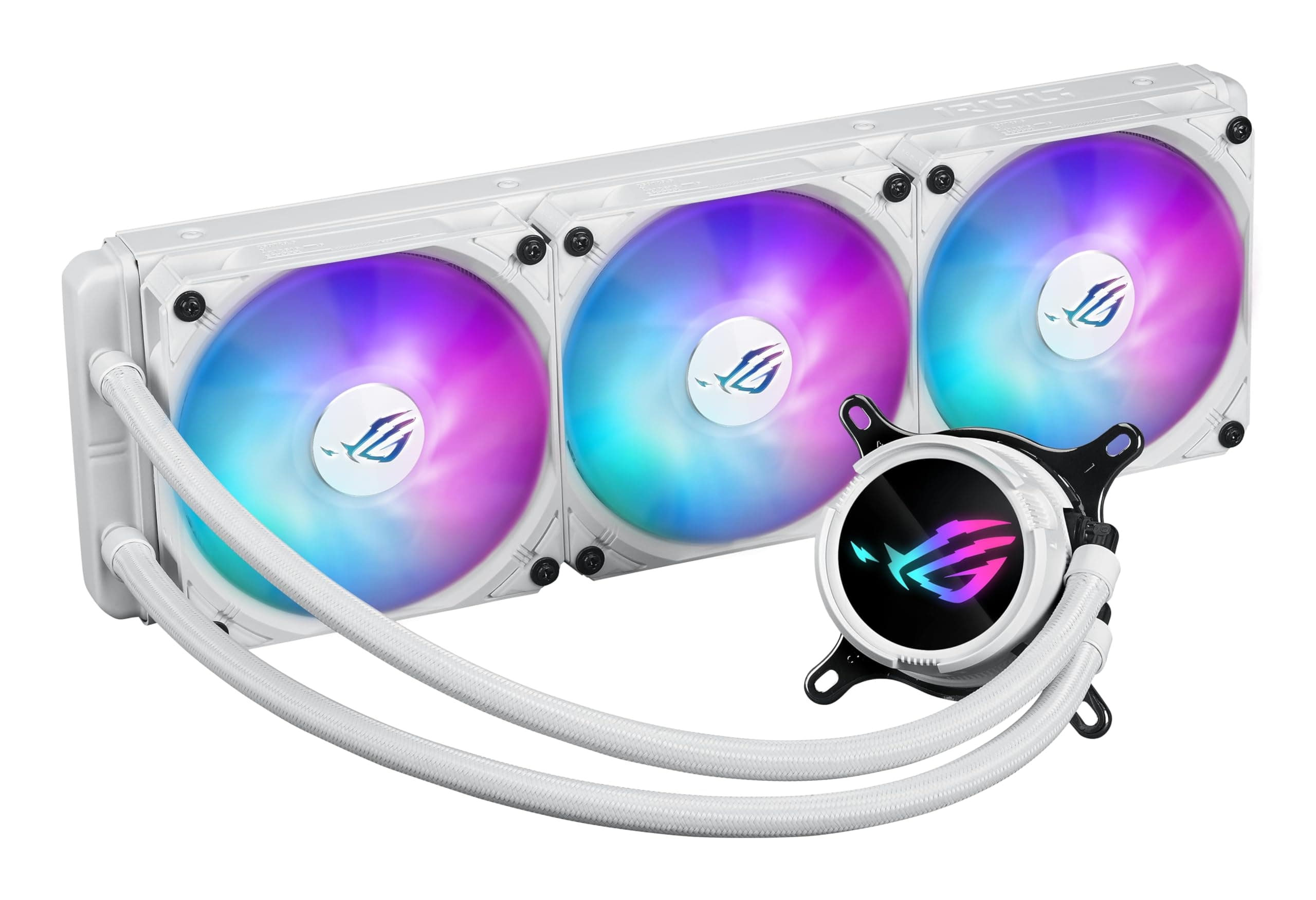 ASUS ROG STRIX LC III 360 ARGB White All-in-One Flüssig-CPU-Wasserkühlung weiß (drei adressierbare ROG ARGB-Lüfter, Anti-Vibrations-Gummi, kompatibel mit Intel LGA 1700, 1200, 115X, AMD AM5, AM4) Bild 3