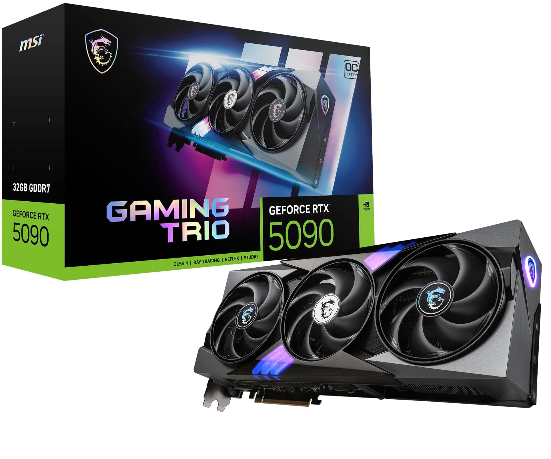 MSI GeForce RTX 5090 32G Gaming Trio OC — 32GB GDDR7 (28Gbps/512-bit), PCIe 5, Boost: 2482 MHz, HDMI 2.1b, DisplayPort 2.1b Bild 2