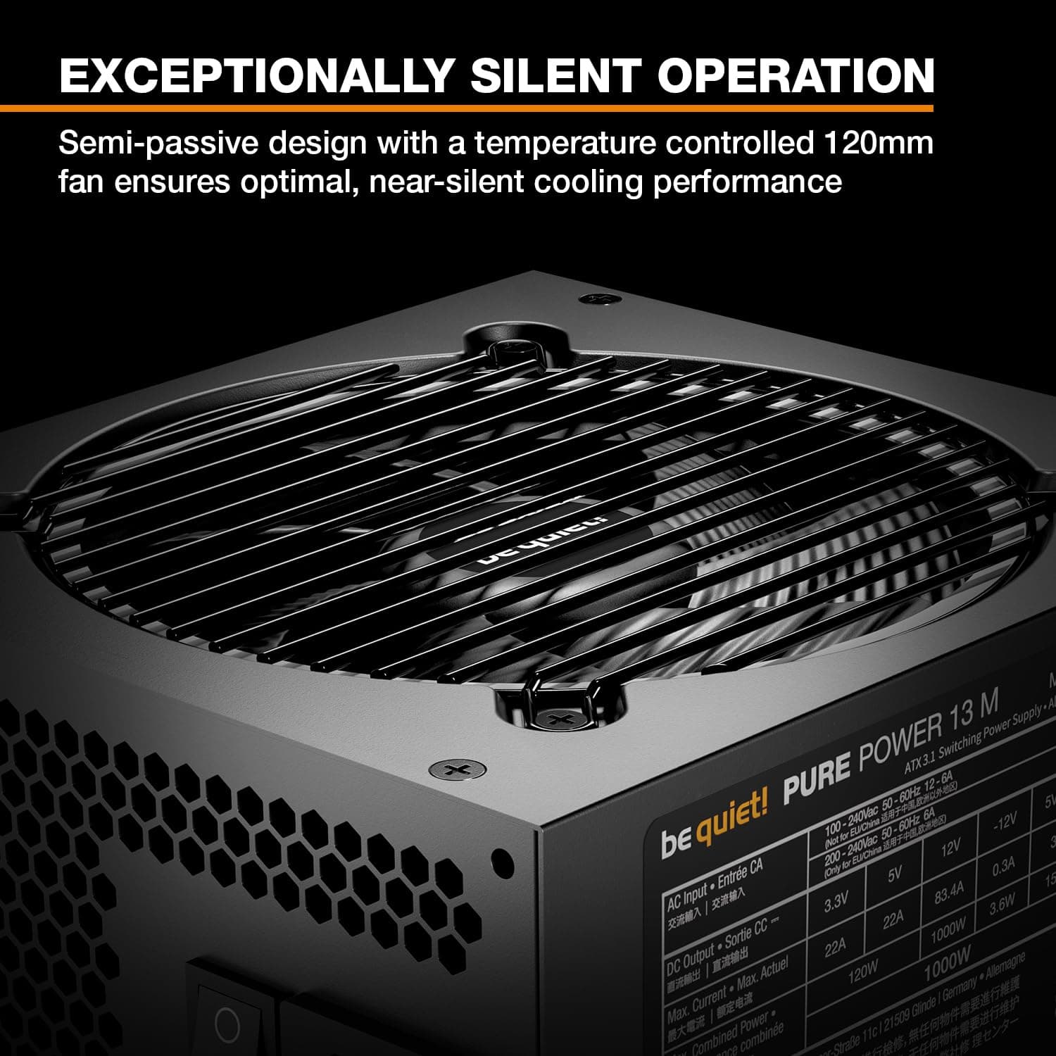 be quiet! Pure Power, Netzteil, 13 m, 750 W, 80 Plus Gold-Zertifizierung, ATX 3.1 PSU, Unterstützung für PCIe 5.1 GPUs, 120 mm halbpassiver be quiet! Lüfter, LLC-Technologie, ein einziges Bild 3